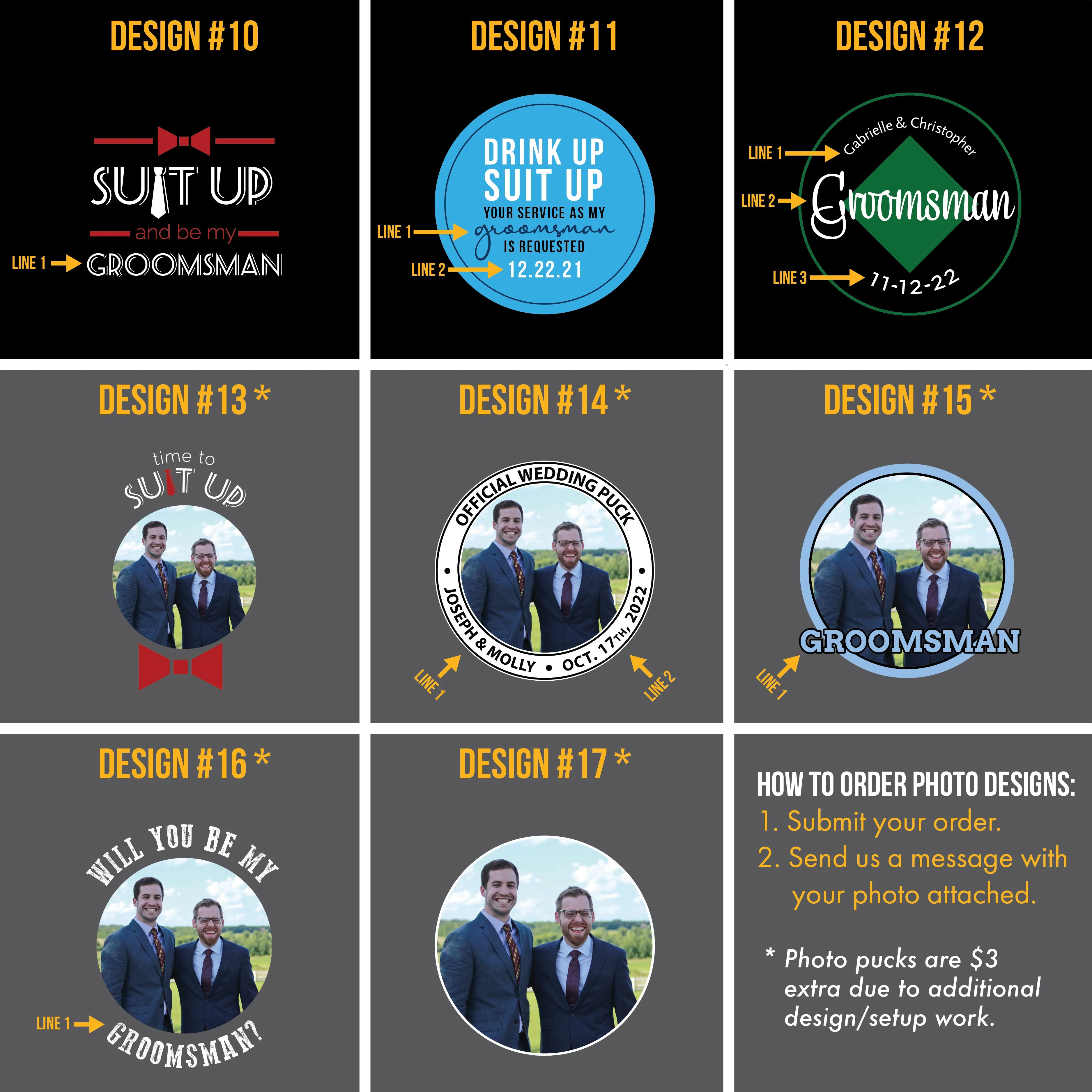 Groomsman & Best Man Gifts, Printed Hockey Puck