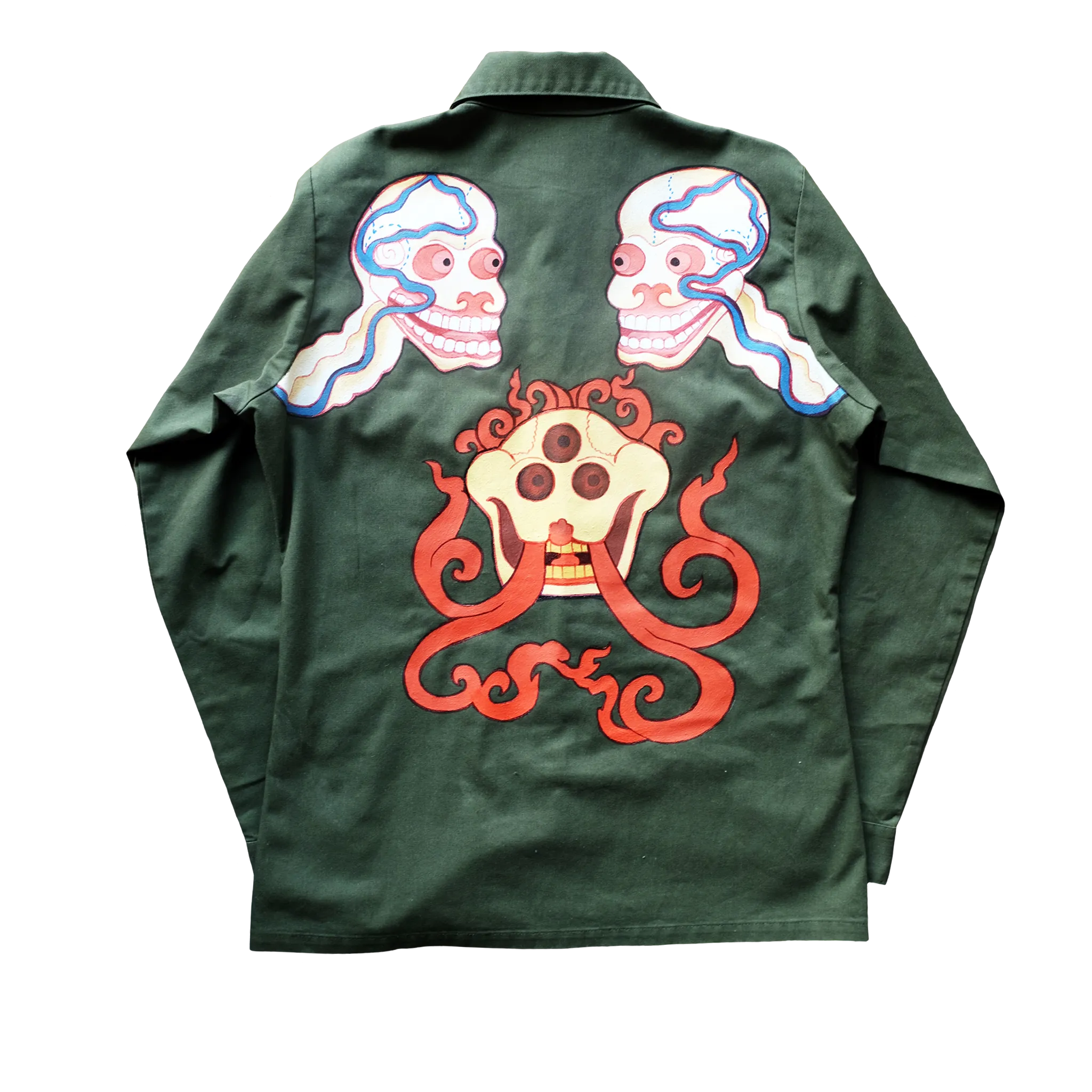 HANDPAINTED SKULL VINTAGE MILITARY SHIRT