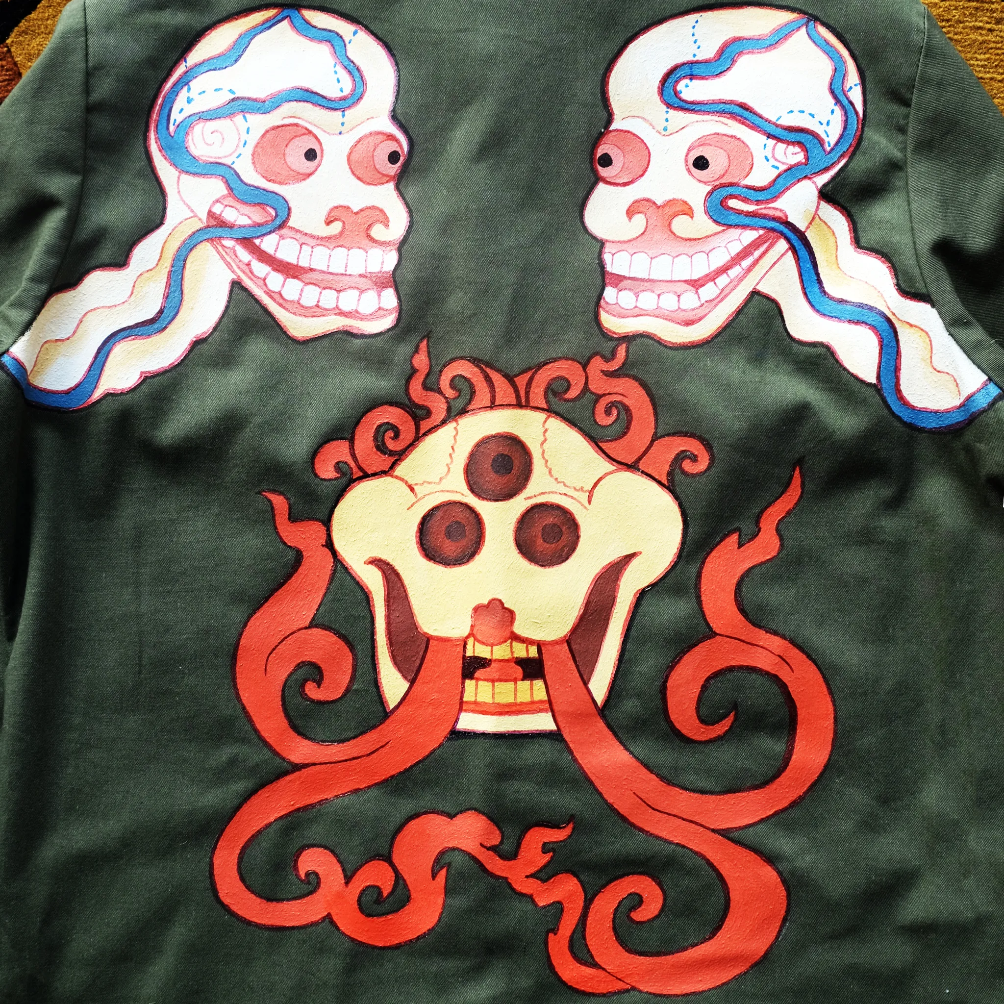 HANDPAINTED SKULL VINTAGE MILITARY SHIRT