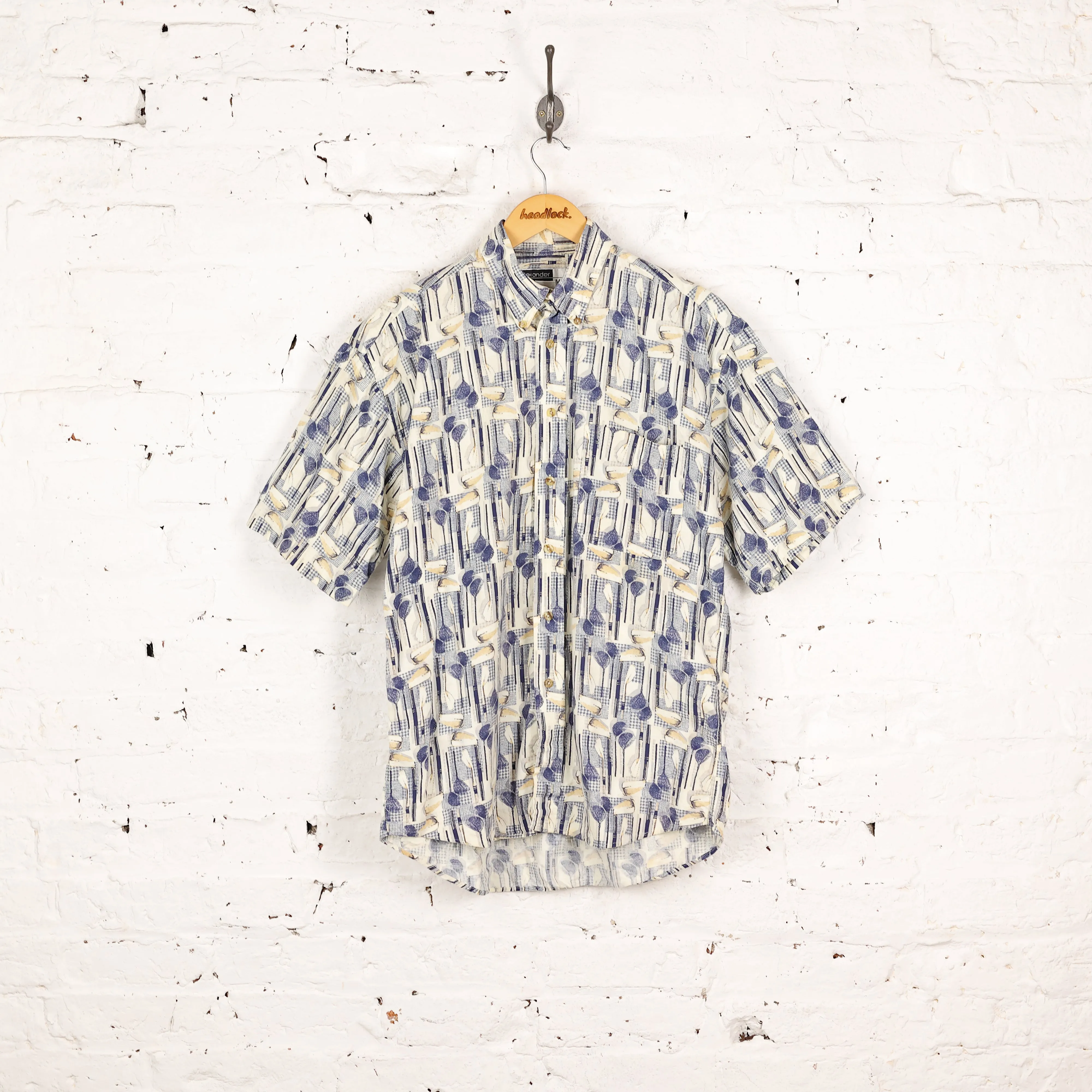 Headlock 90's Golf Club Pattern Print Shirt - White - M