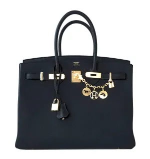 Hermes Black 35cm Birkin Gold Hardware Epsom Bag Power Birkin