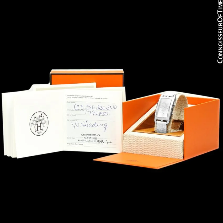 Hermes Cape Code Deux Zones Dual Time Zone Unisex or Mens Midsize Watch, Ref. CC3-510 - Stainless Steel