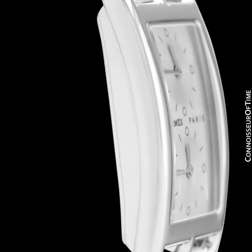 Hermes Cape Code Deux Zones Dual Time Zone Unisex or Mens Midsize Watch, Ref. CC3-510 - Stainless Steel
