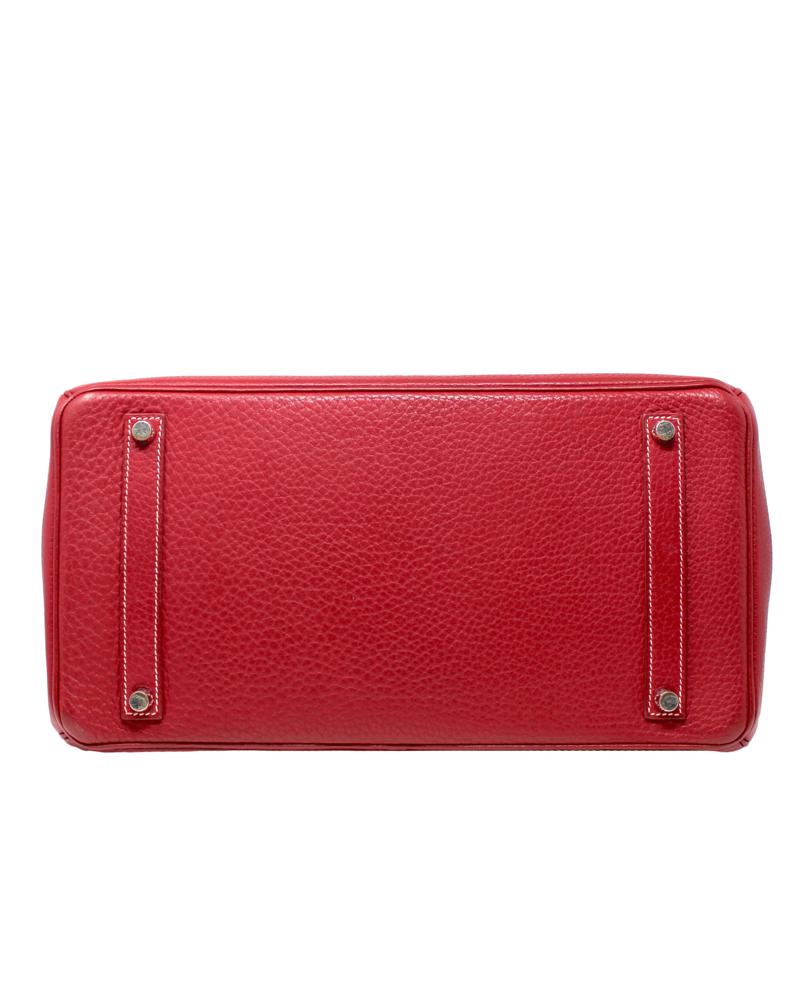 Hermès Rouge Braise Togo Leather Birkin with Palladium Hardware, 2002, 35