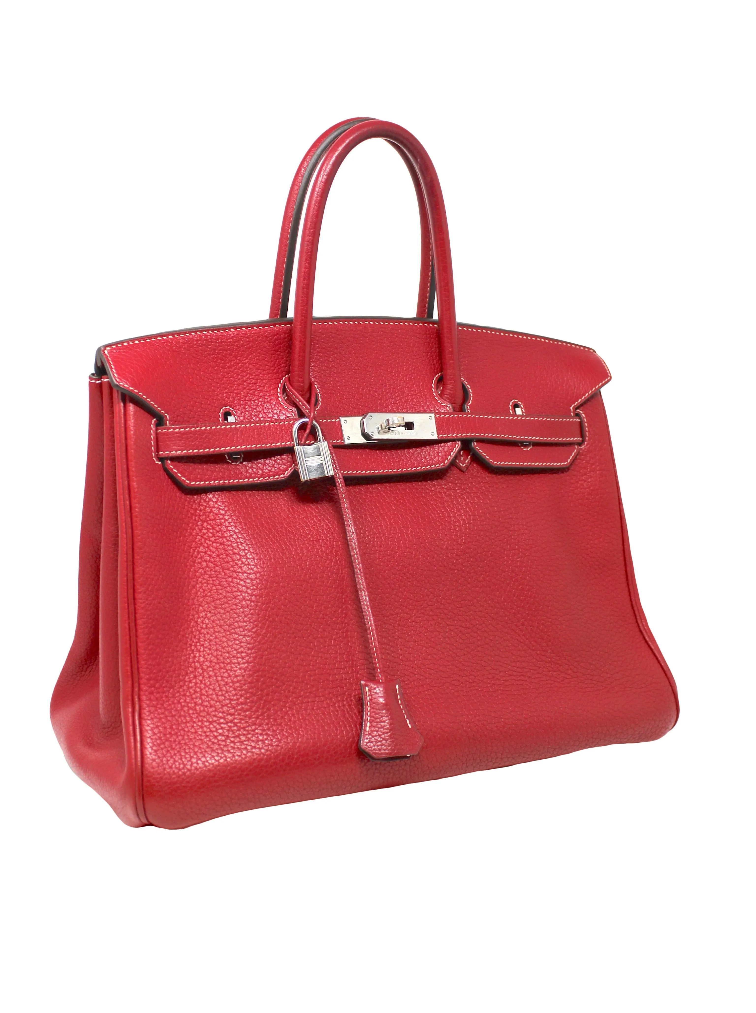 Hermès Rouge Braise Togo Leather Birkin with Palladium Hardware, 2002, 35