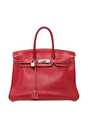 Hermès Rouge Braise Togo Leather Birkin with Palladium Hardware, 2002, 35