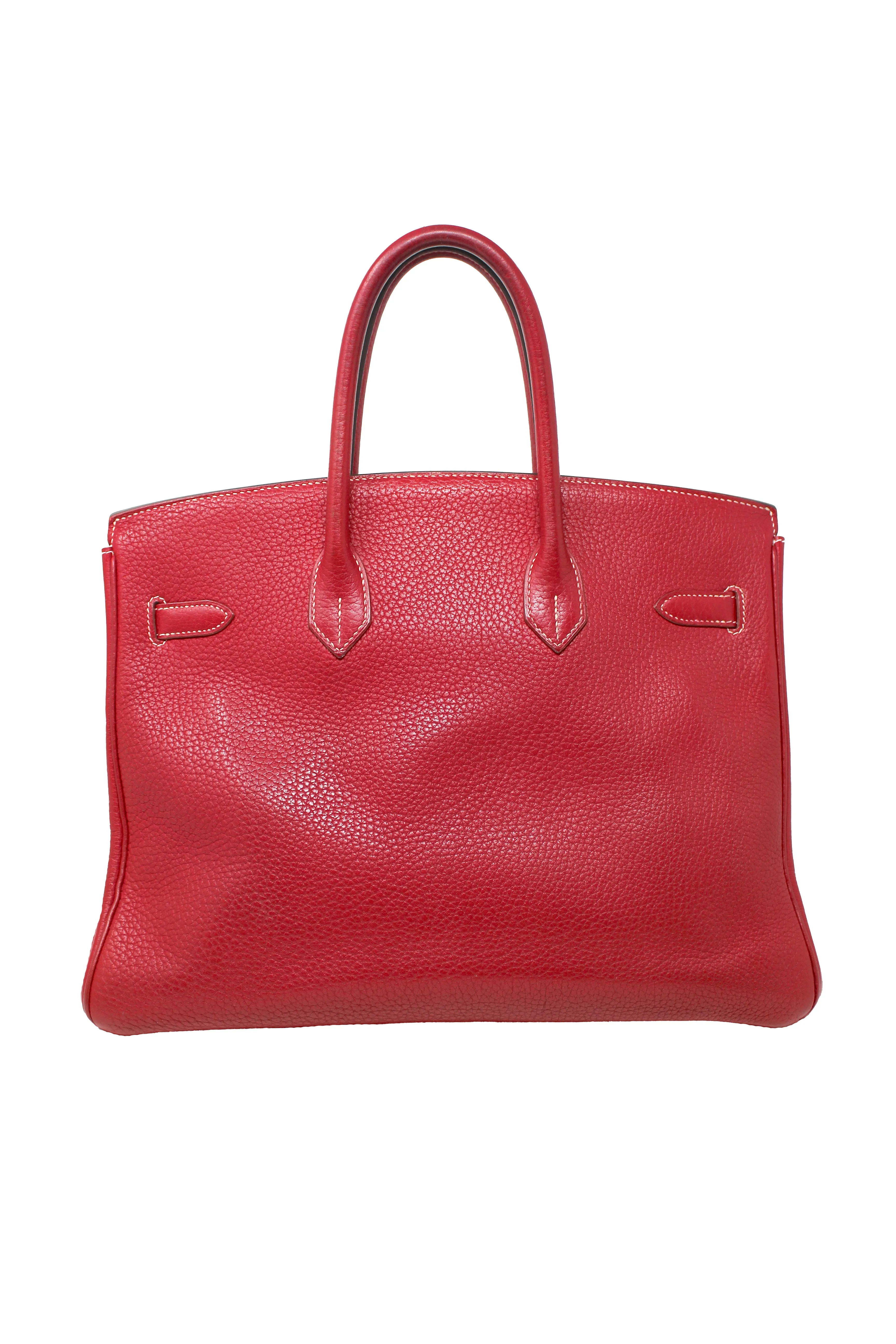 Hermès Rouge Braise Togo Leather Birkin with Palladium Hardware, 2002, 35