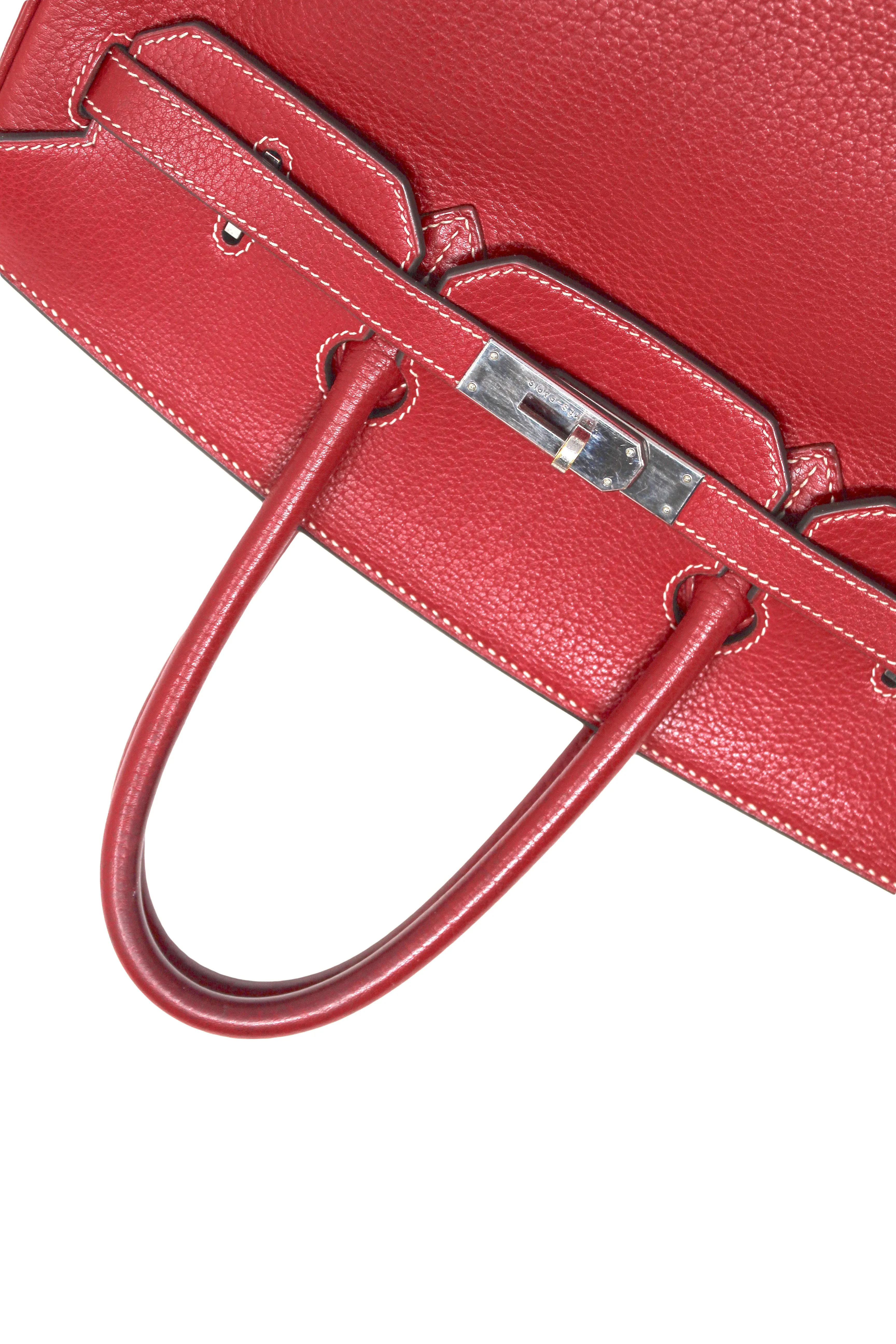 Hermès Rouge Braise Togo Leather Birkin with Palladium Hardware, 2002, 35