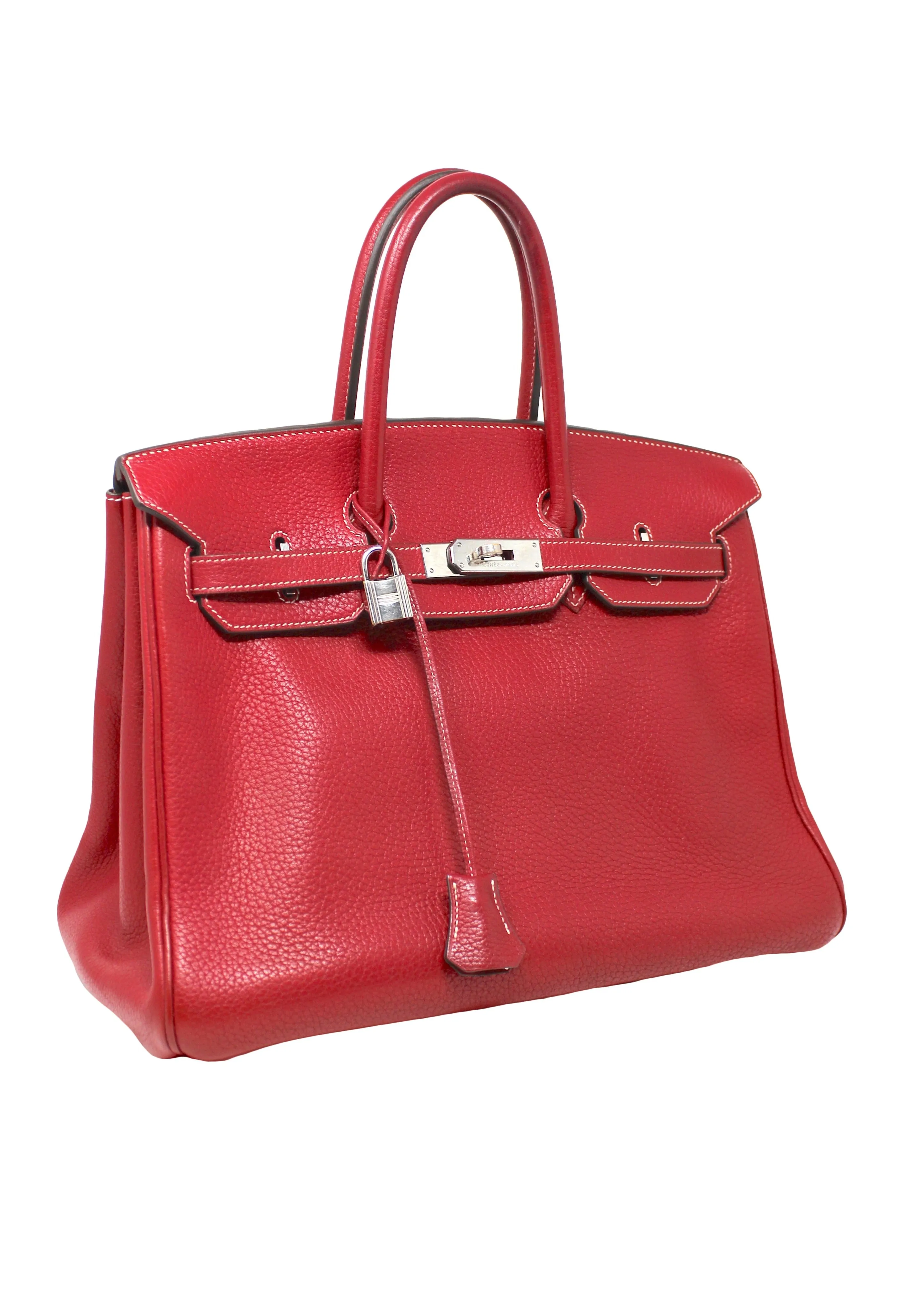 Hermès Rouge Braise Togo Leather Birkin with Palladium Hardware, 2002, 35