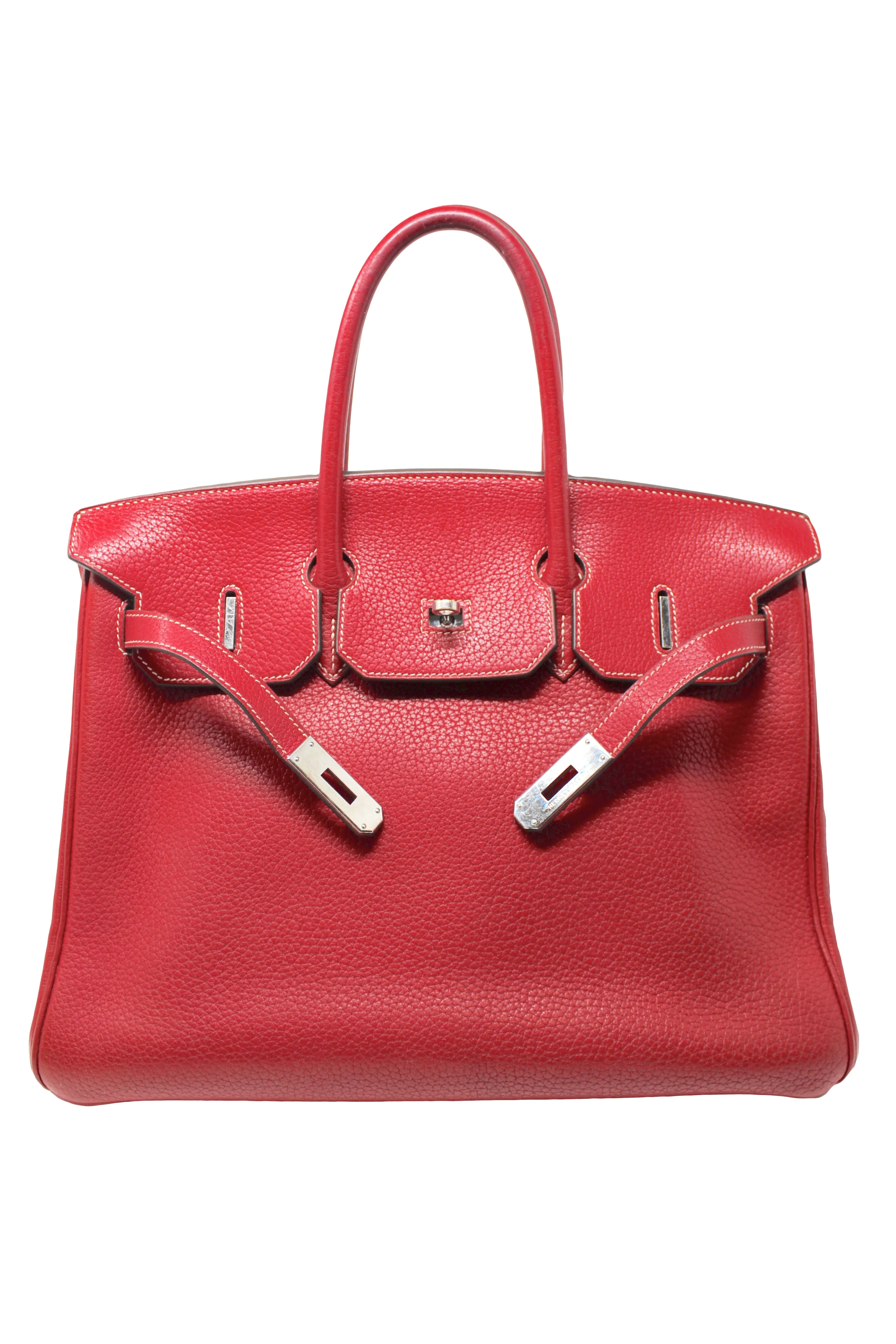 Hermès Rouge Braise Togo Leather Birkin with Palladium Hardware, 2002, 35