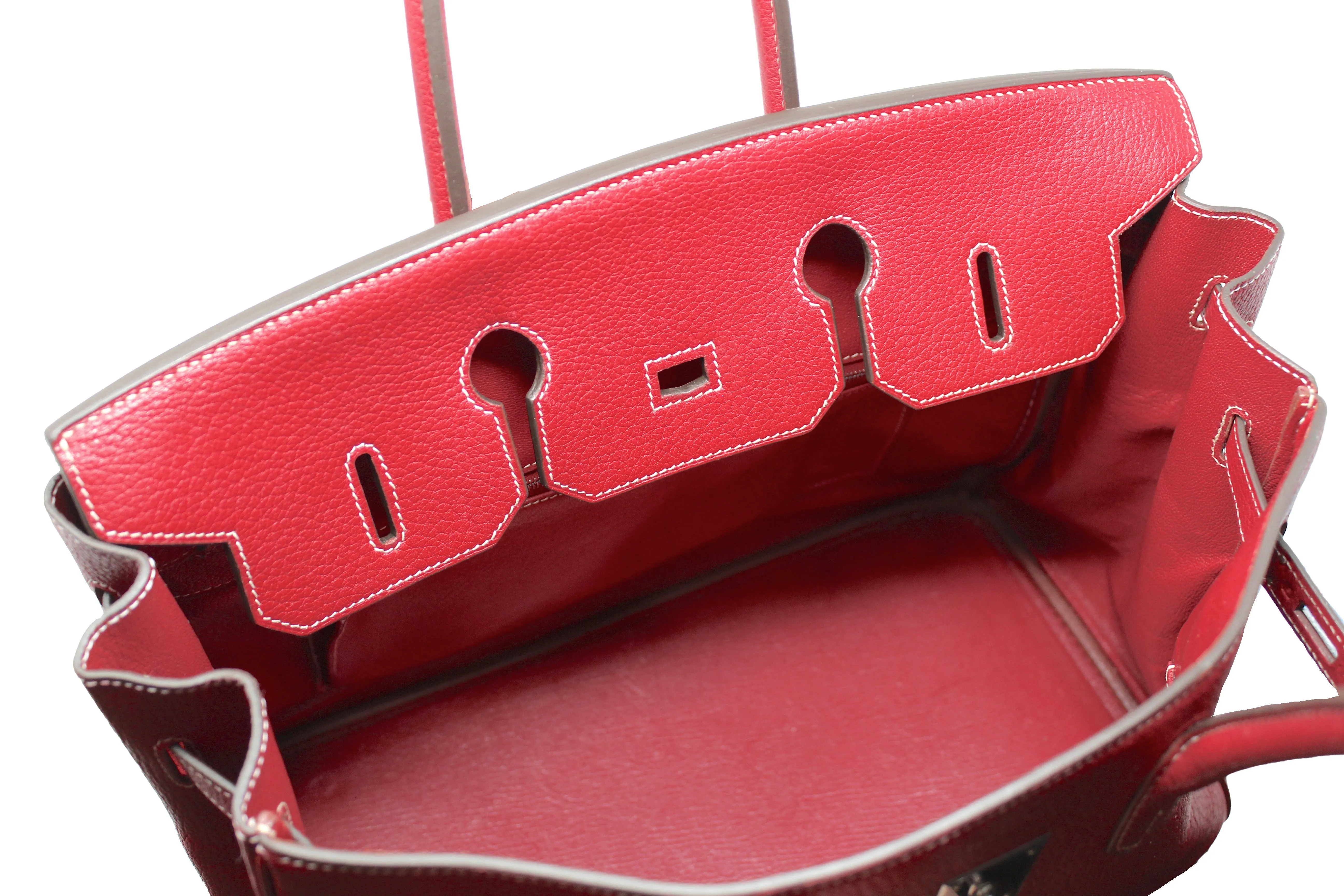 Hermès Rouge Braise Togo Leather Birkin with Palladium Hardware, 2002, 35