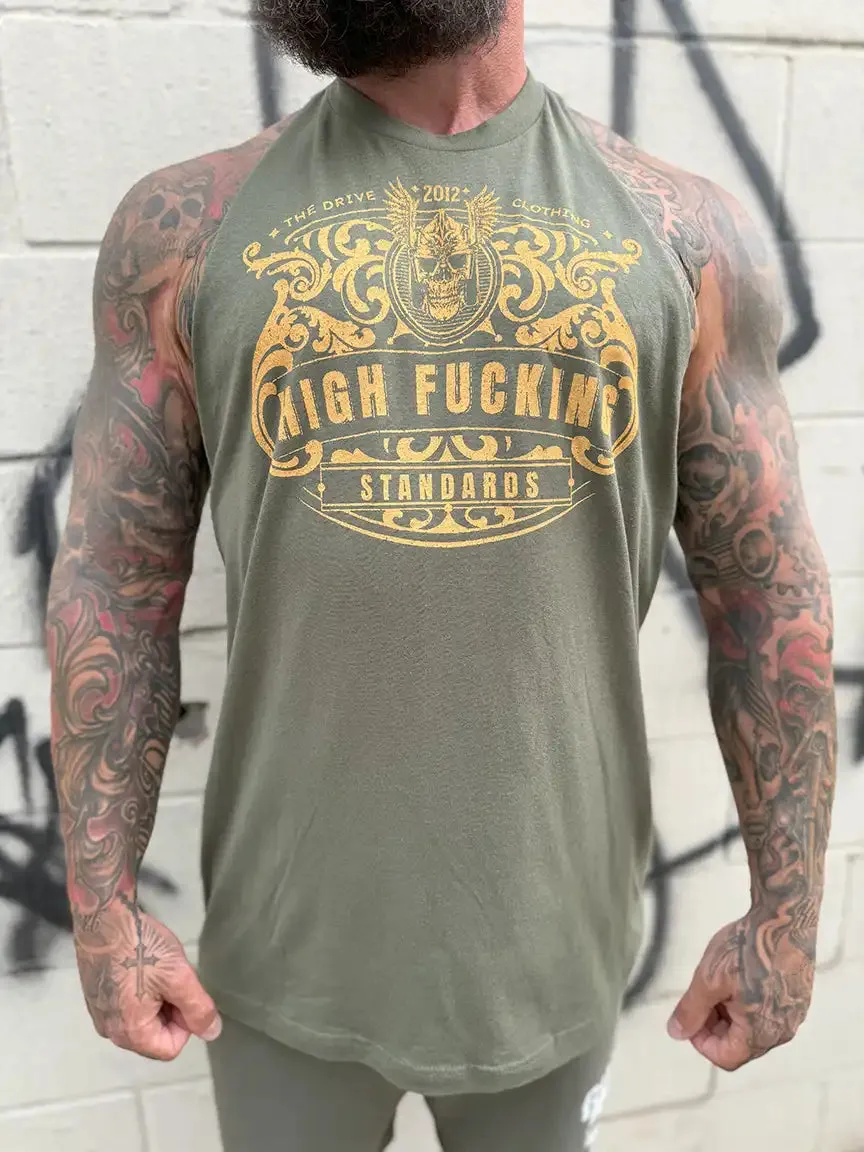 HIGH FUCKING STANDARDS STRINGER TANK TOP*MILITARY GREEN*