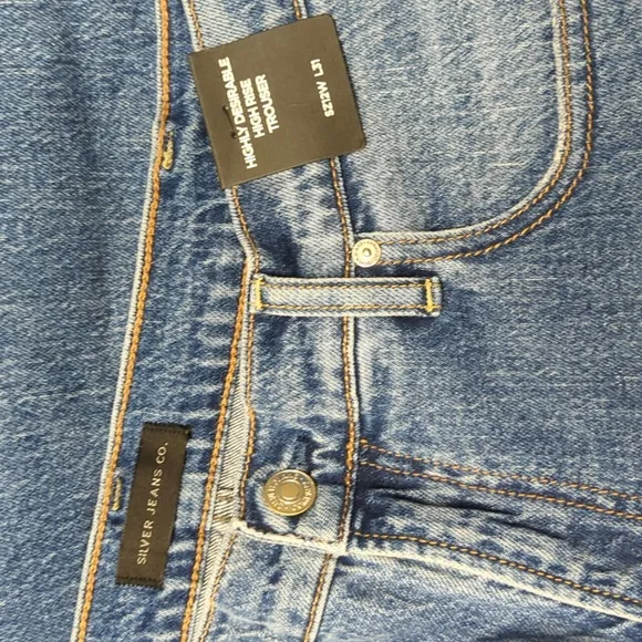 HP🥳 Silver Jeans Highly Desirable High Rise Trouser Leg Indigo Jeans Size 12
