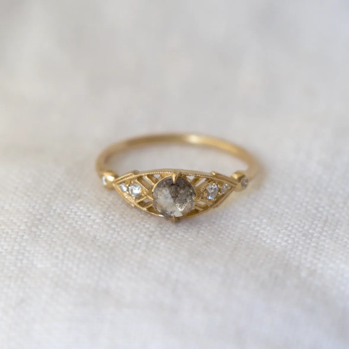 Isadora Ring with Salt and Pepper Diamond