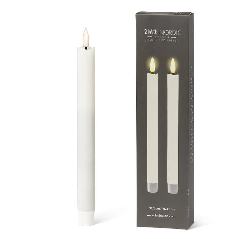 Ivory LED Taper Candle Set