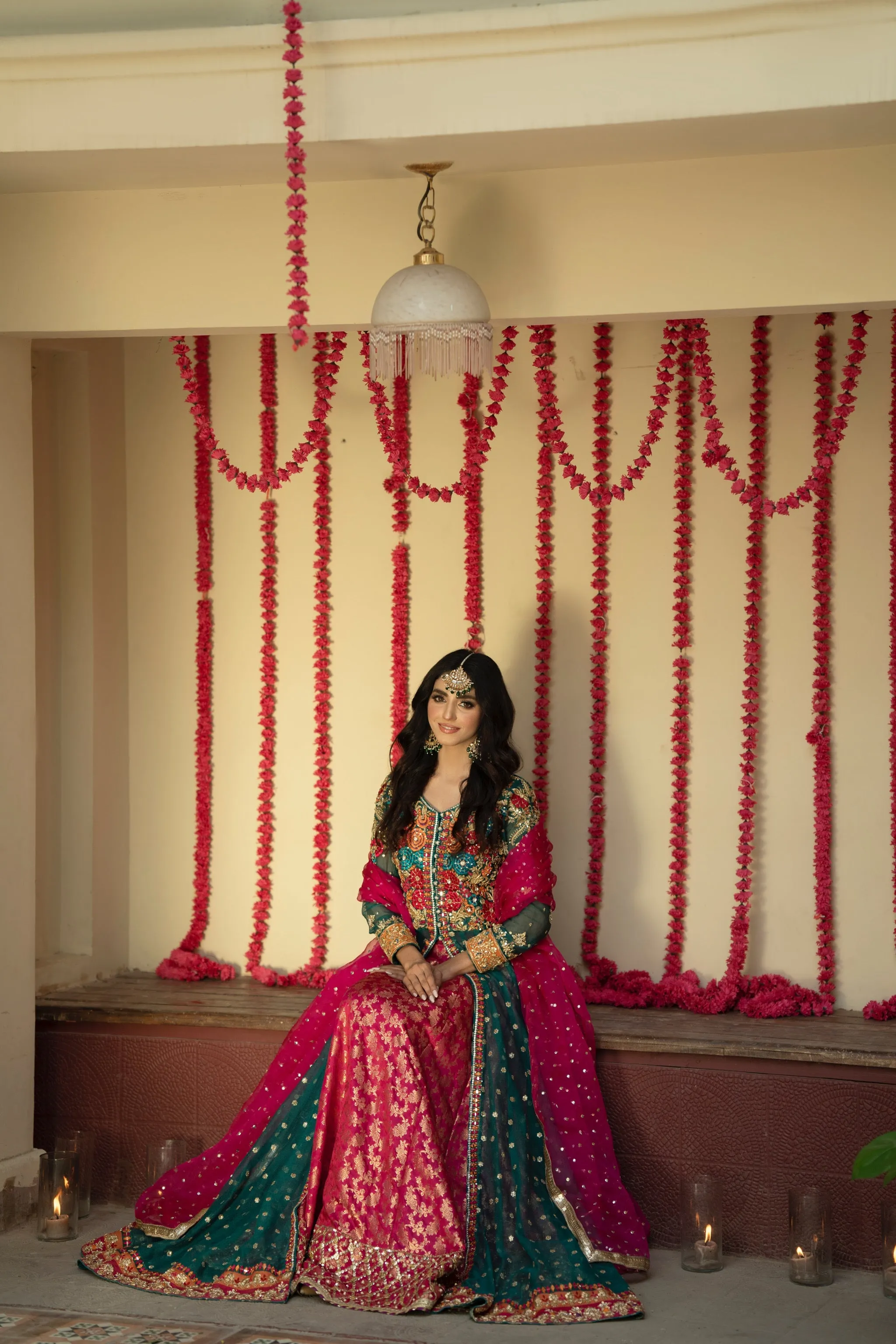Jamawar Lehenga and Open Pishwas Pakistani Bridal Dress