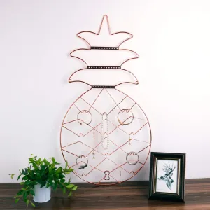 Jewelry Organizer, Nugoo Pineapple Shape Hanging Jewelry Display Holder, Wall Mount Jewelry Rack for Earrings, Necklaces and Bracelets, Rose Gold