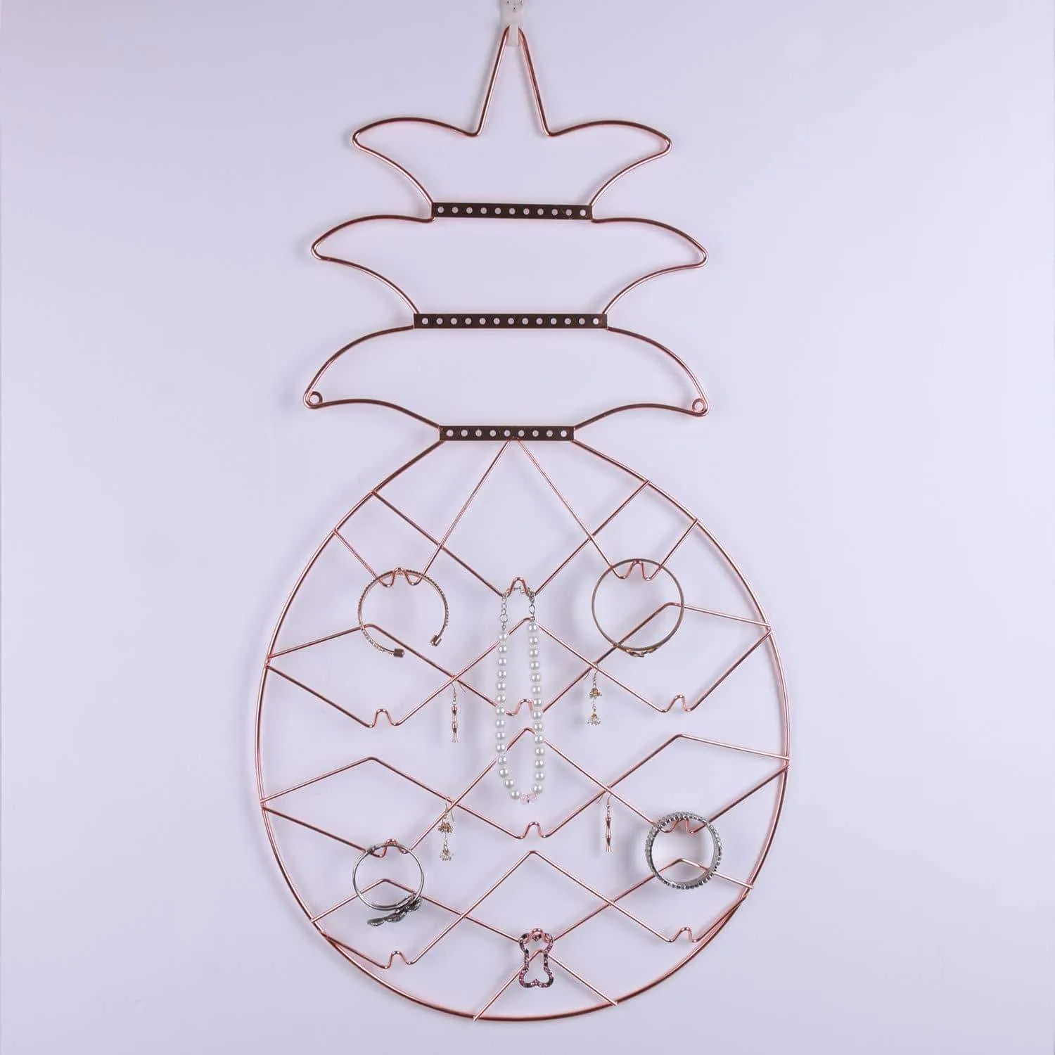 Jewelry Organizer, Nugoo Pineapple Shape Hanging Jewelry Display Holder, Wall Mount Jewelry Rack for Earrings, Necklaces and Bracelets, Rose Gold