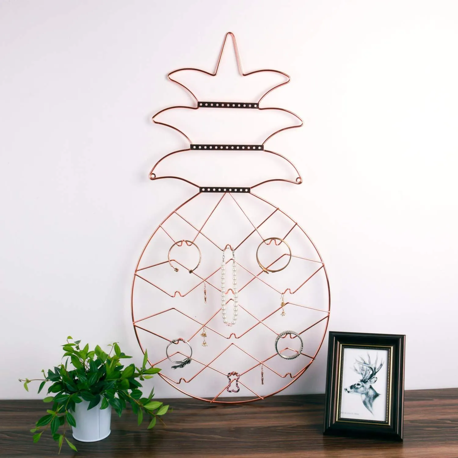 Jewelry Organizer, Nugoo Pineapple Shape Hanging Jewelry Display Holder, Wall Mount Jewelry Rack for Earrings, Necklaces and Bracelets, Rose Gold