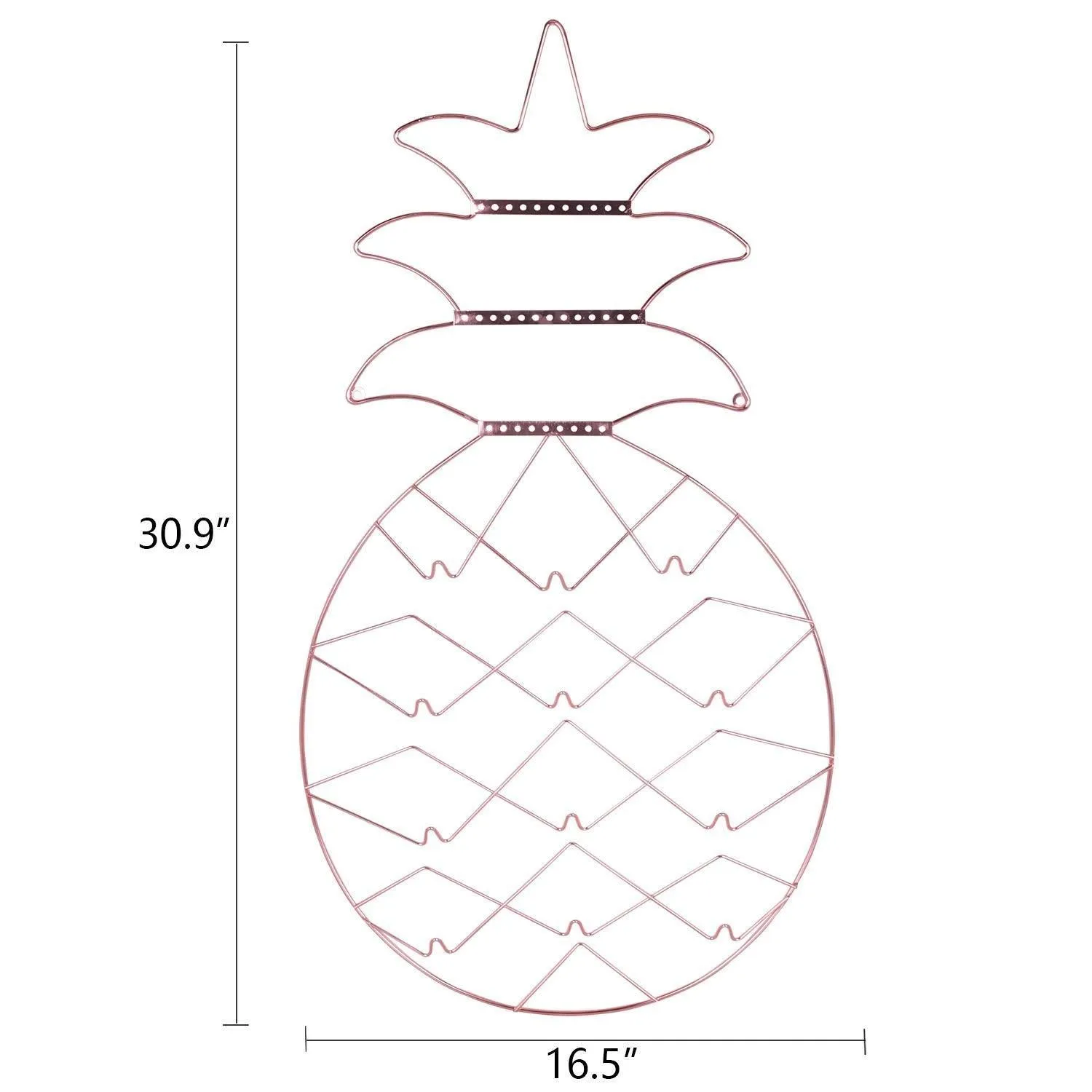 Jewelry Organizer, Nugoo Pineapple Shape Hanging Jewelry Display Holder, Wall Mount Jewelry Rack for Earrings, Necklaces and Bracelets, Rose Gold