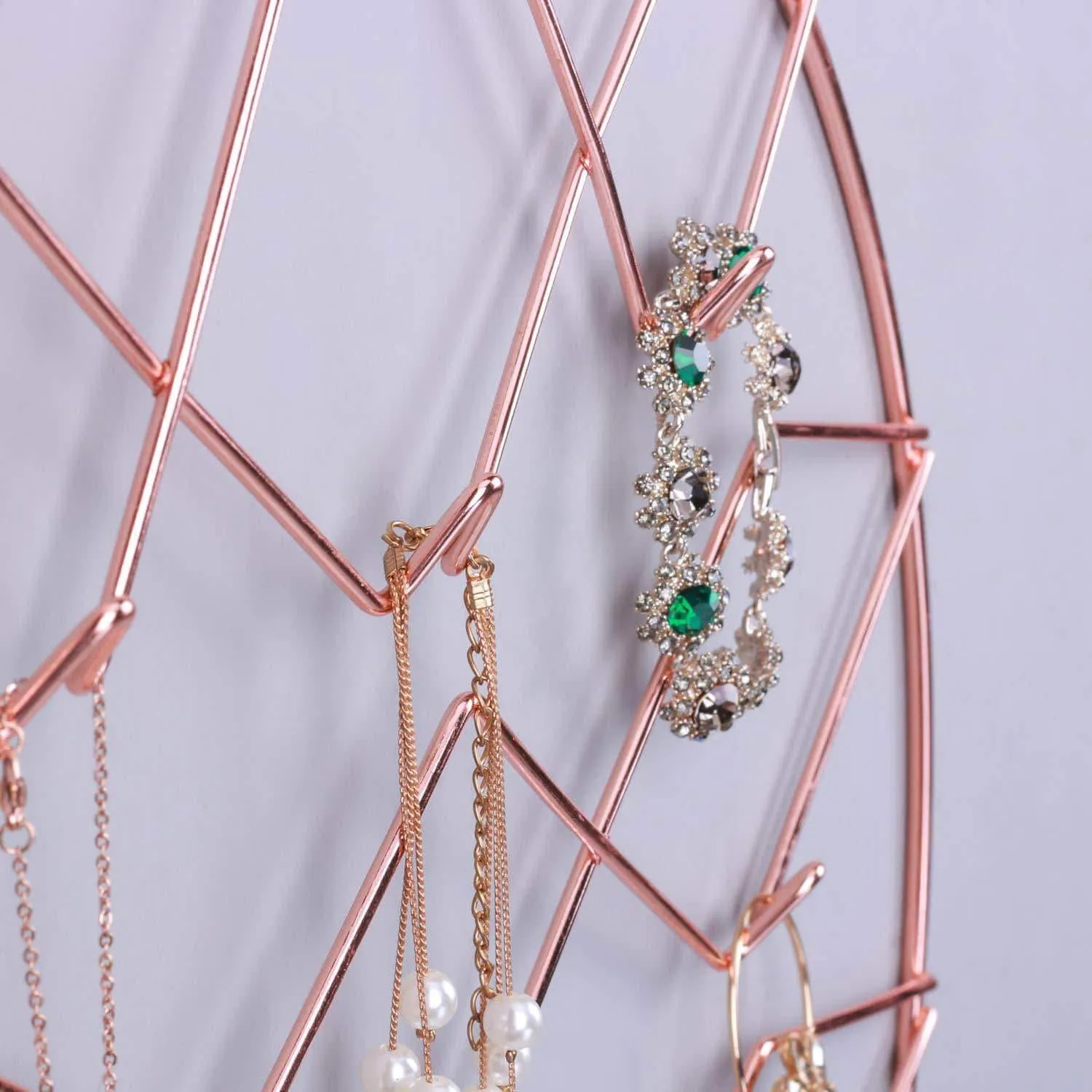 Jewelry Organizer, Nugoo Pineapple Shape Hanging Jewelry Display Holder, Wall Mount Jewelry Rack for Earrings, Necklaces and Bracelets, Rose Gold