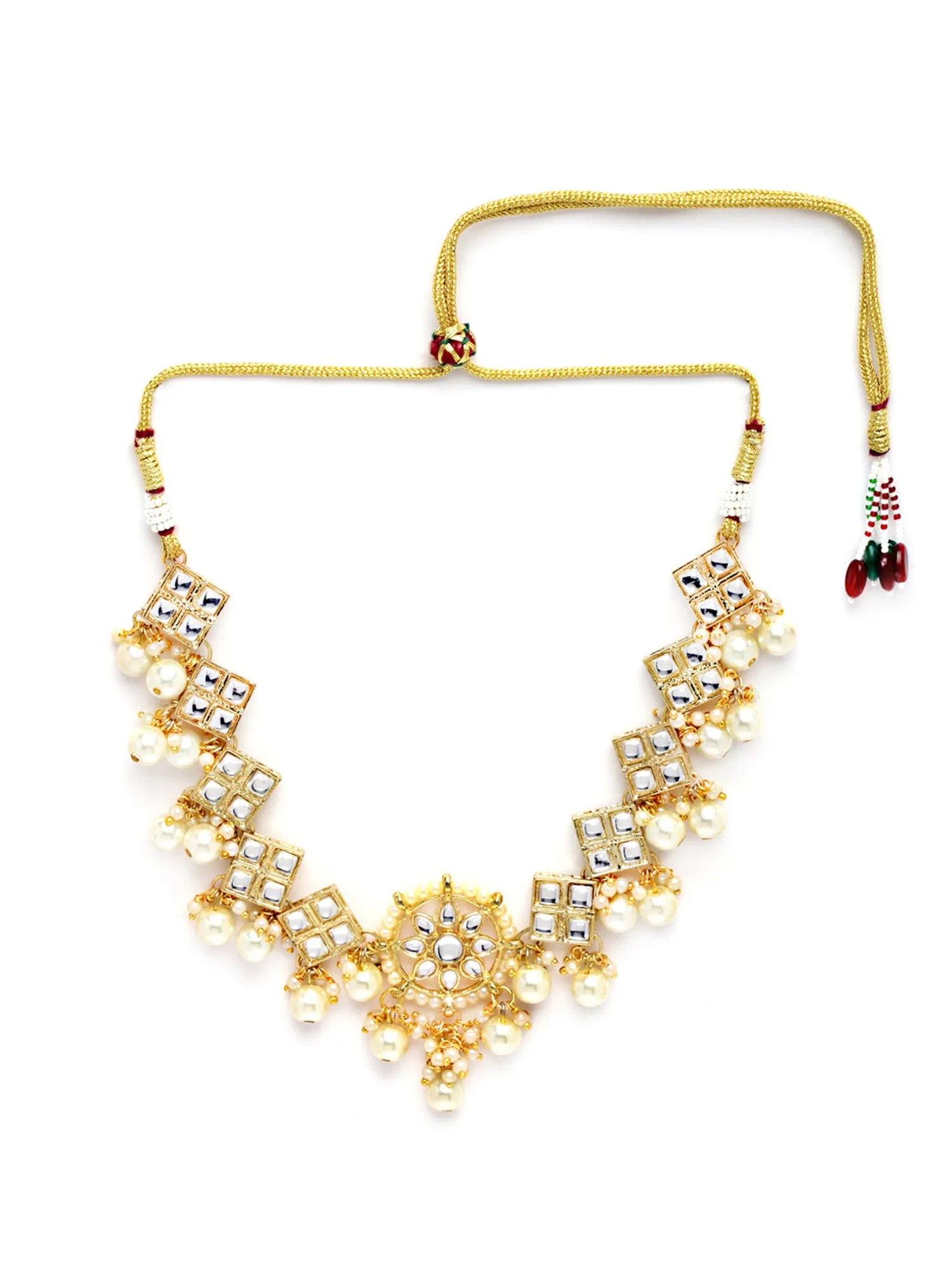 Karatcart Gold Plated Square Shape Pearl Choker Necklace Set