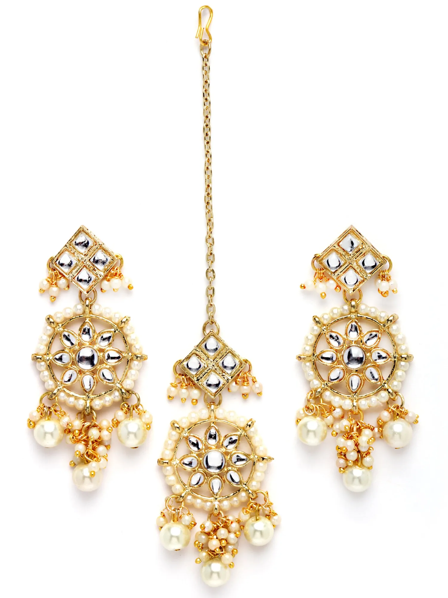 Karatcart Gold Plated Square Shape Pearl Choker Necklace Set