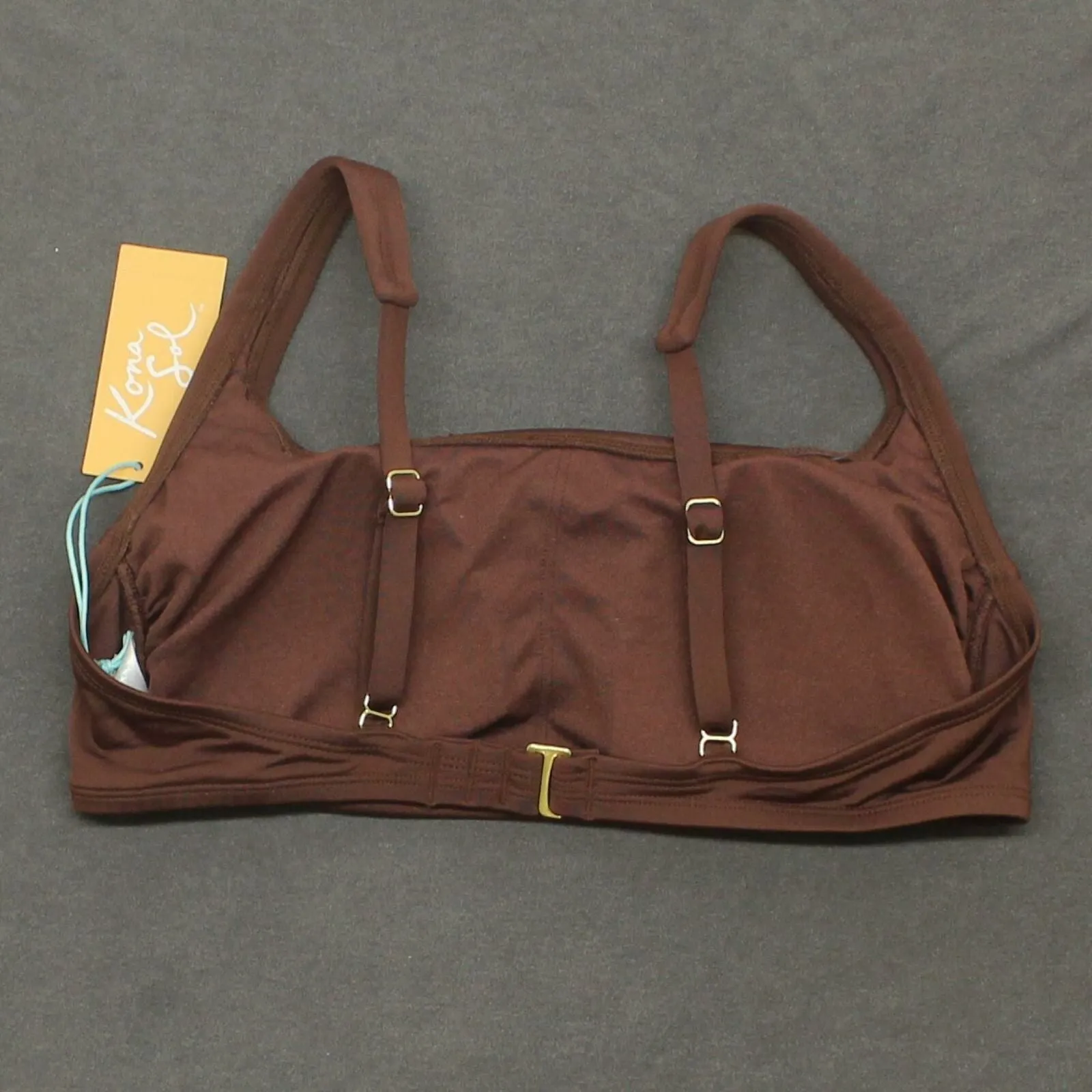 Kona Sol Women's Simple Square Neck Over The Shoulder Bikini Top