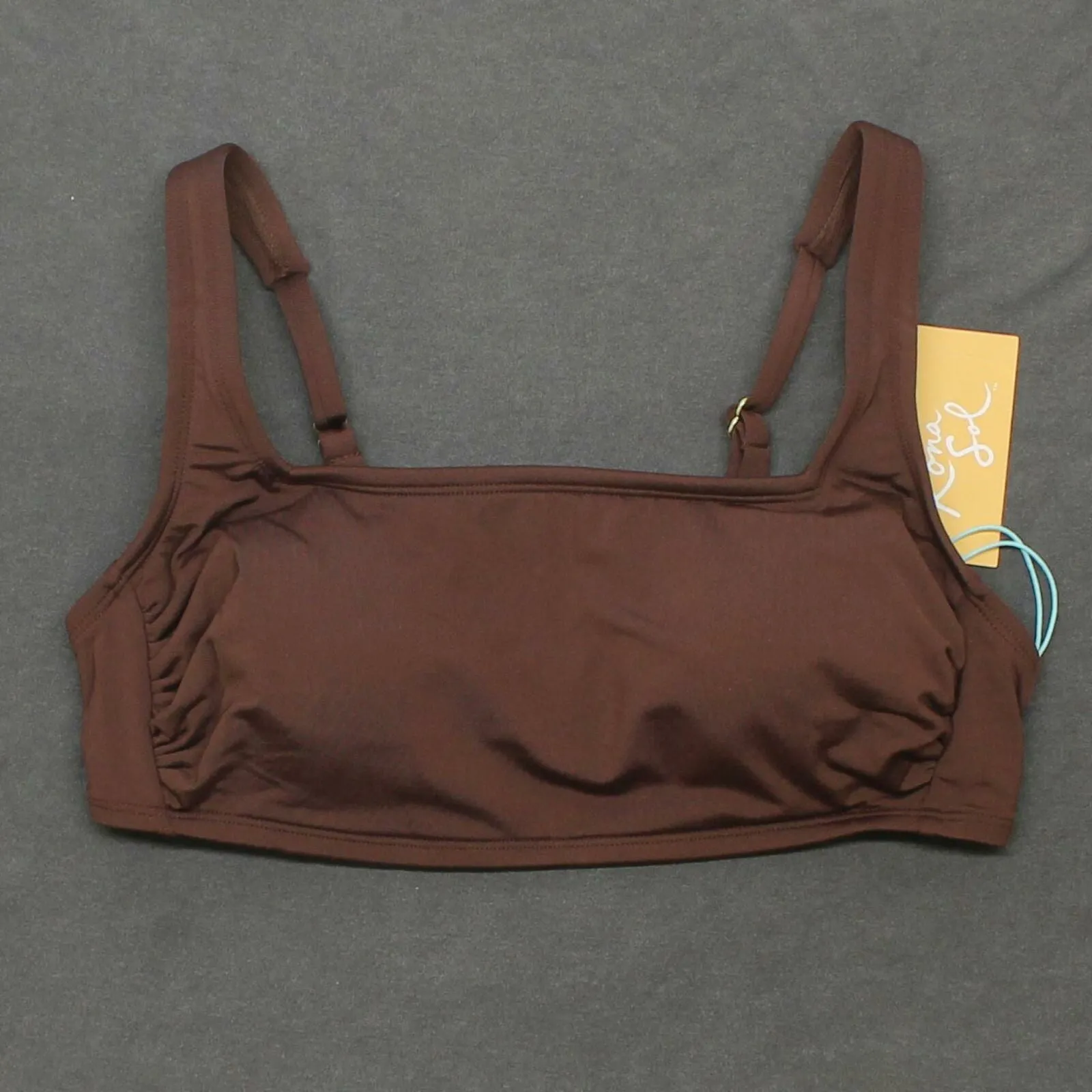 Kona Sol Women's Simple Square Neck Over The Shoulder Bikini Top