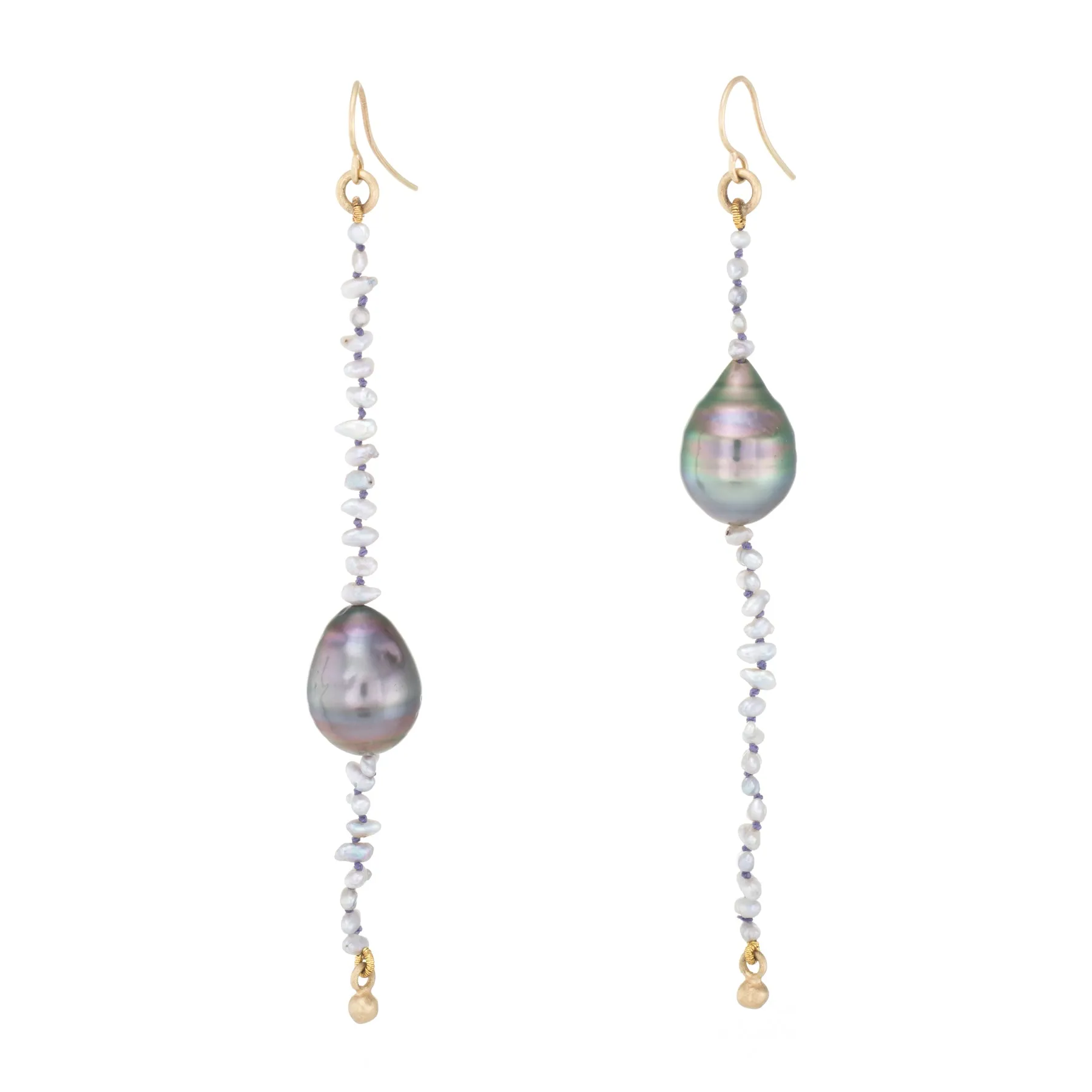 L Frank Long Baroque Pearl Drop Earrings Estate Jewelry