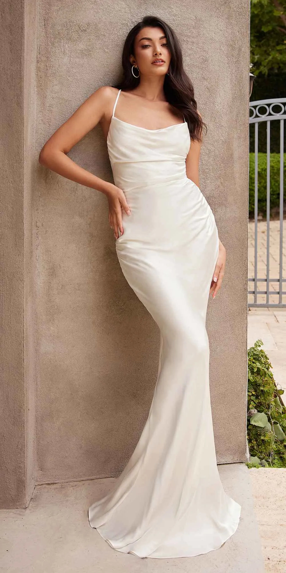 Ladivine BD7044 Long Fitted Satin Slip Gown