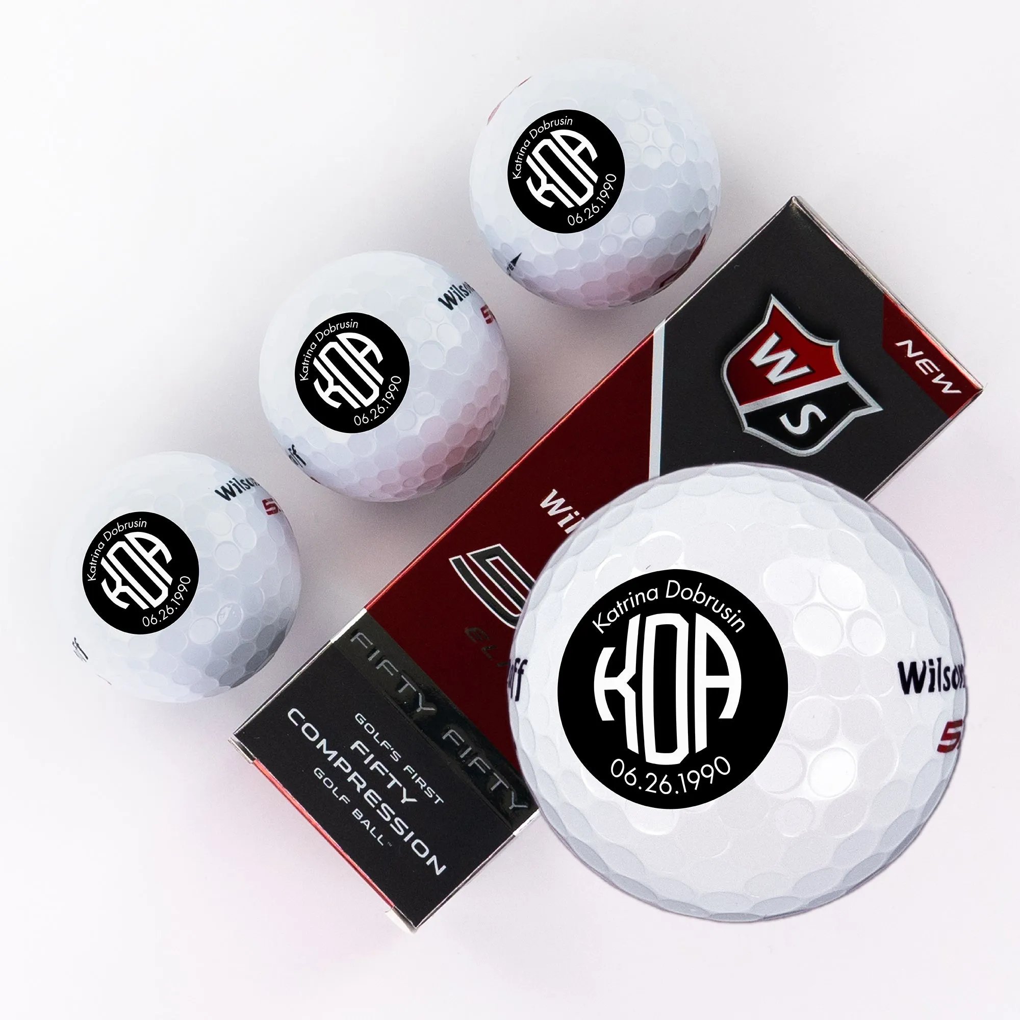 Last Initial & Name, Printed Golf Balls