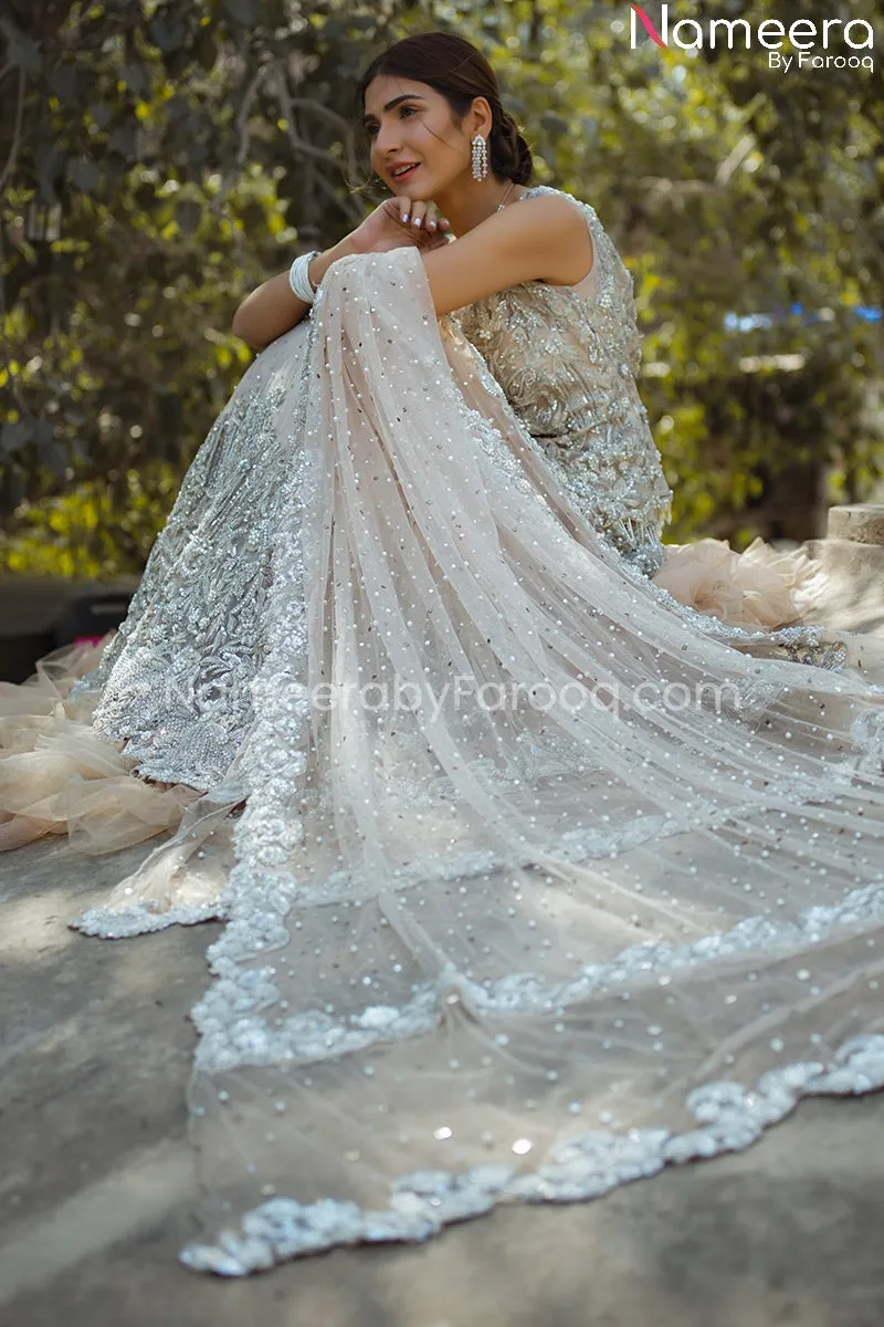 Latest Ivory Colored Bridal Lehenga in Pakistan #BS145