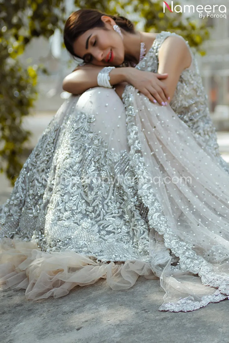 Latest Ivory Colored Bridal Lehenga in Pakistan #BS145