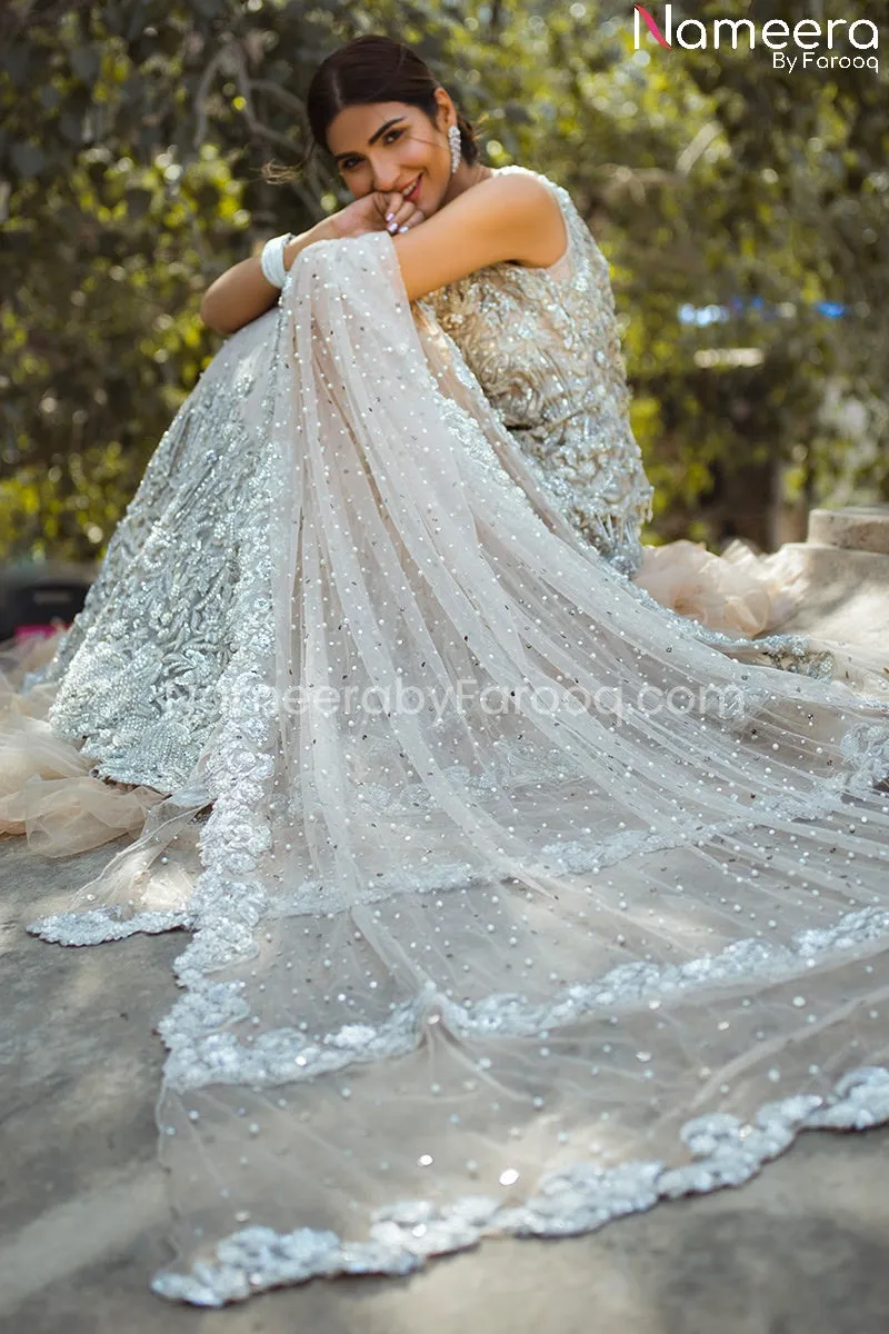 Latest Ivory Colored Bridal Lehenga in Pakistan #BS145