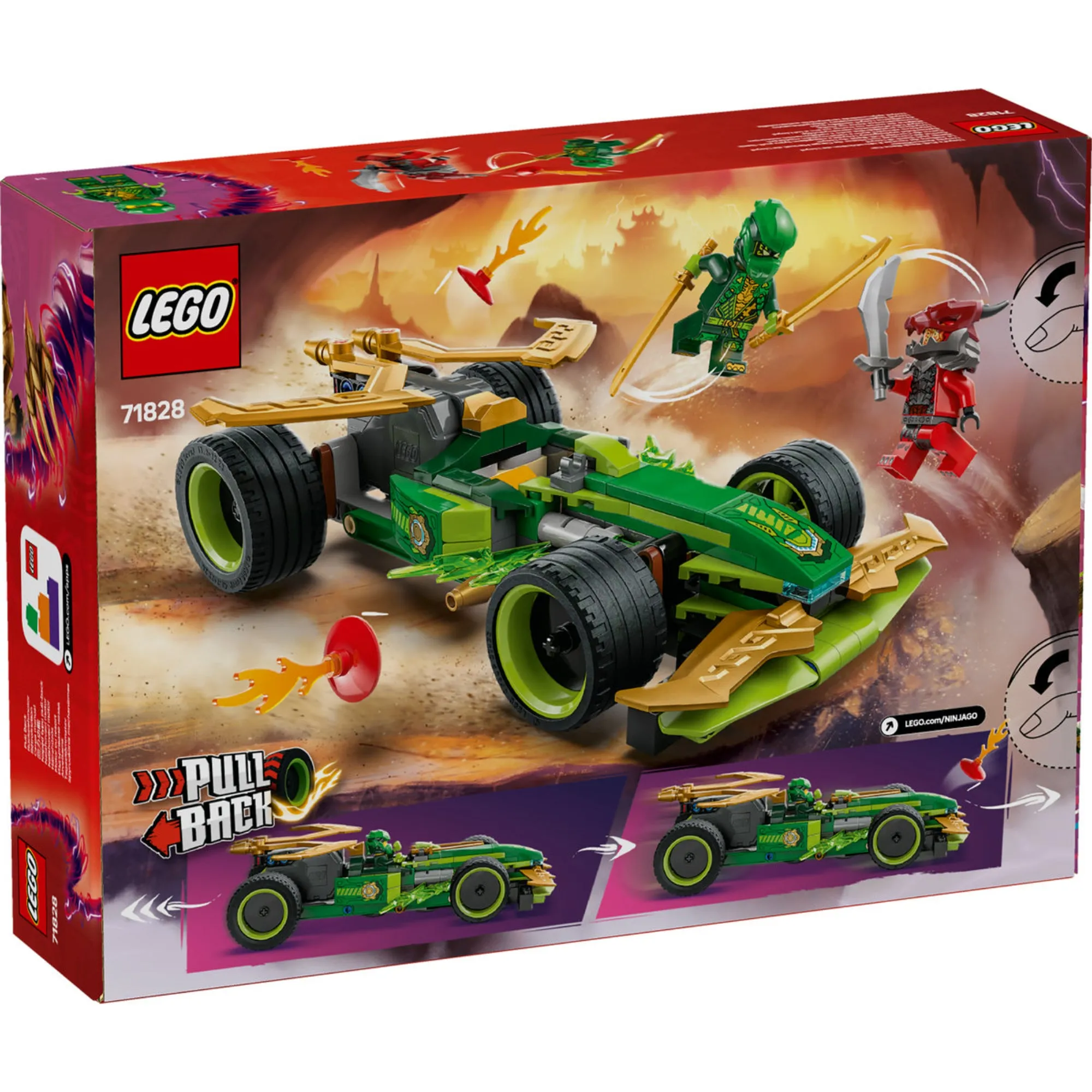 LEGO Ninjago -  Masina de curse pull-back a lui Lloyd 71828, 181 piese
