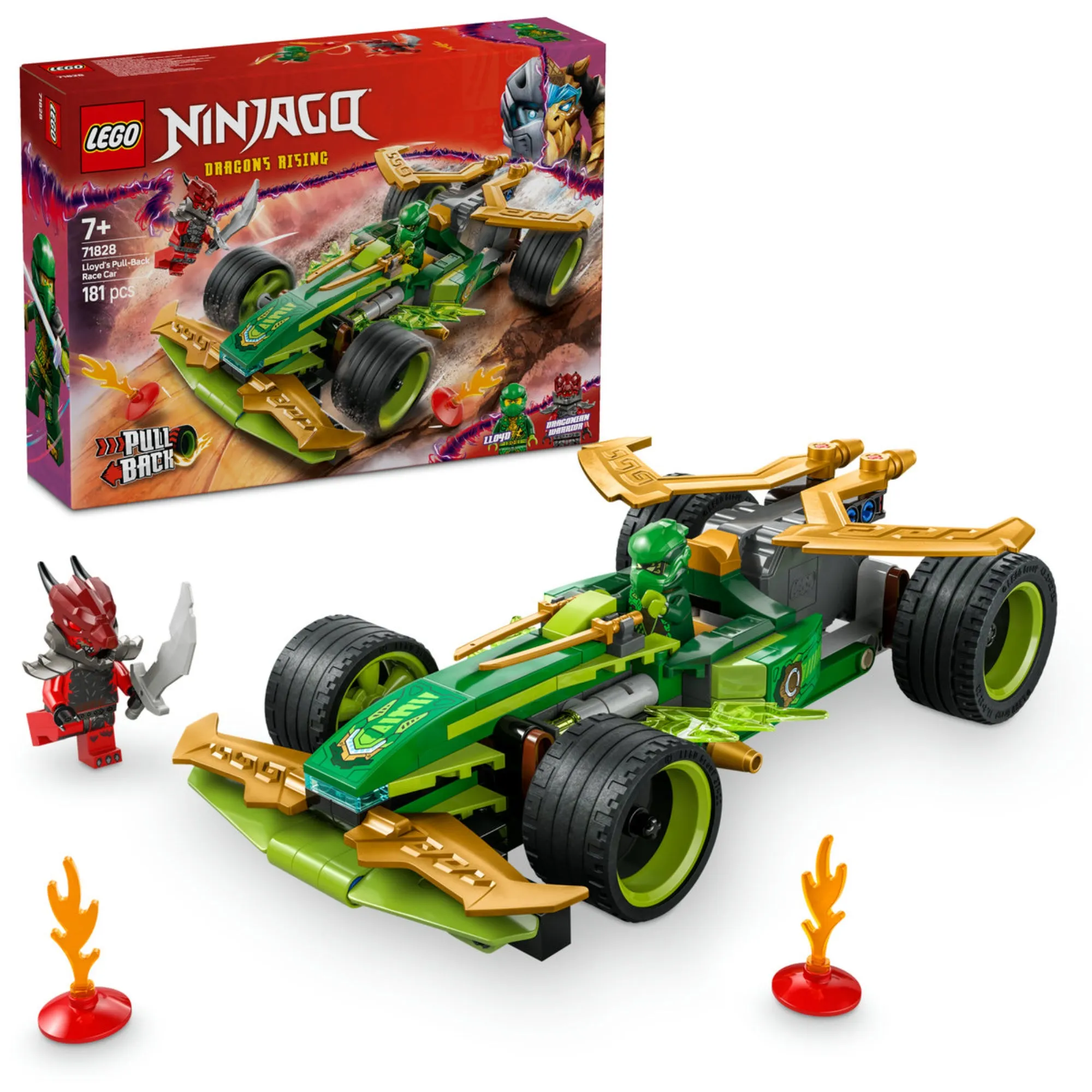 LEGO Ninjago -  Masina de curse pull-back a lui Lloyd 71828, 181 piese