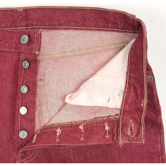 Levis 501 For Women 32x32 Red Jeans Vintage Button Fly Straight Leg Made In USA