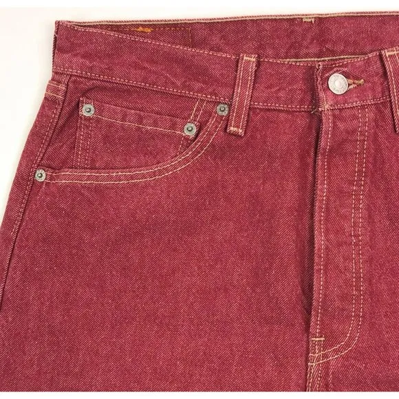 Levis 501 For Women 32x32 Red Jeans Vintage Button Fly Straight Leg Made In USA