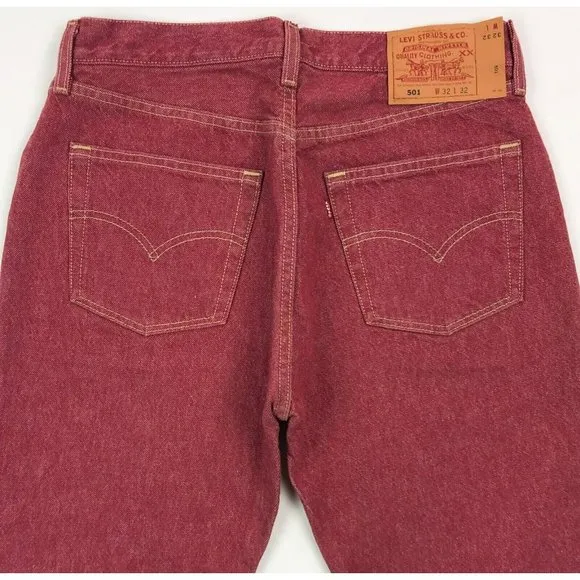 Levis 501 For Women 32x32 Red Jeans Vintage Button Fly Straight Leg Made In USA