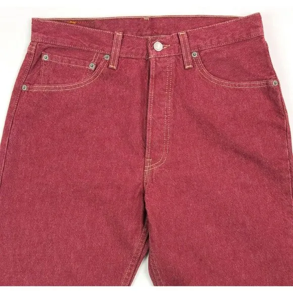 Levis 501 For Women 32x32 Red Jeans Vintage Button Fly Straight Leg Made In USA