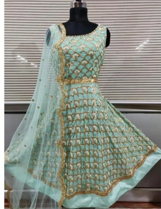 Light Blue Frock Style Anarkali Suit