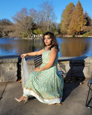 Light Blue Frock Style Anarkali Suit