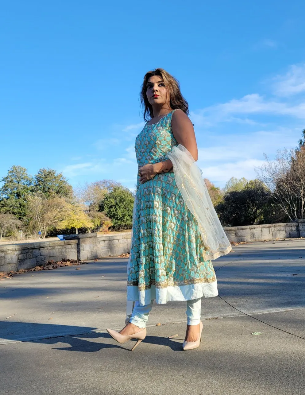 Light Blue Frock Style Anarkali Suit