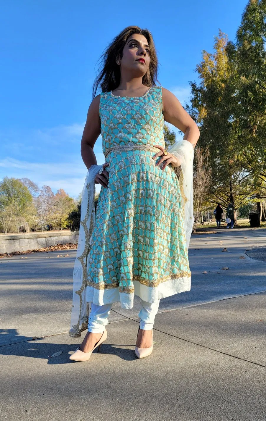Light Blue Frock Style Anarkali Suit