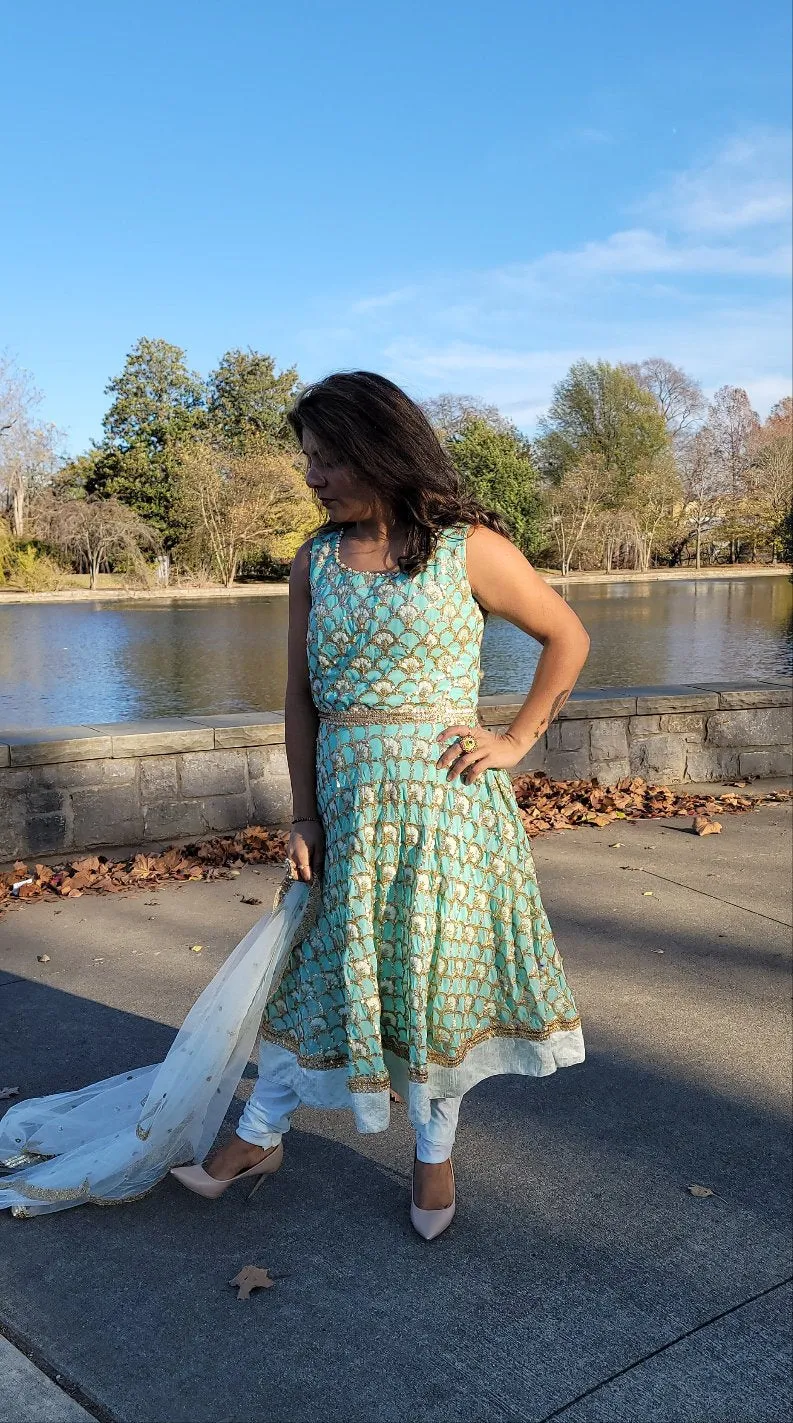 Light Blue Frock Style Anarkali Suit
