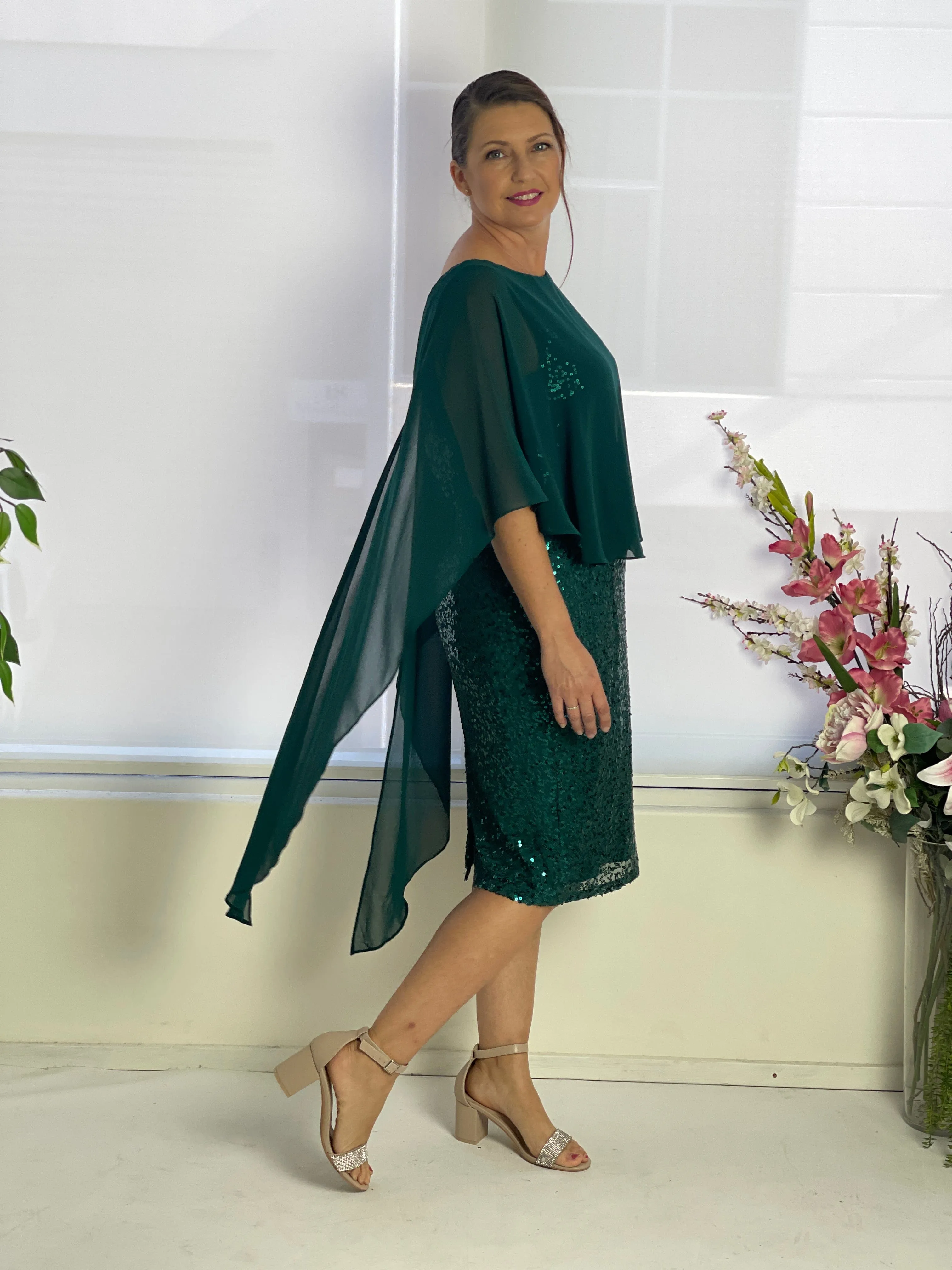 Luina Emerald Sequin Evening Dress