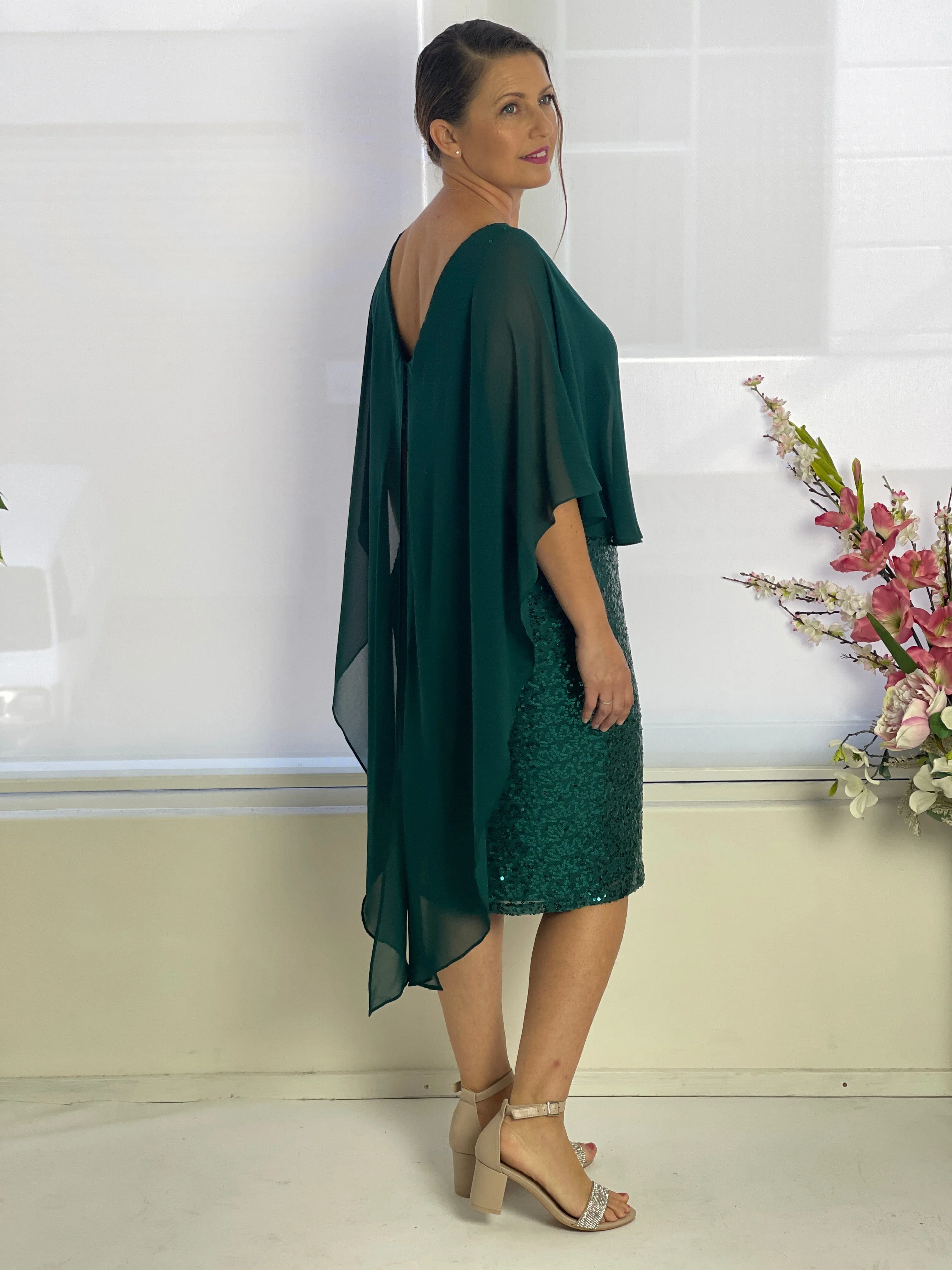 Luina Emerald Sequin Evening Dress