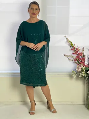 Luina Emerald Sequin Evening Dress