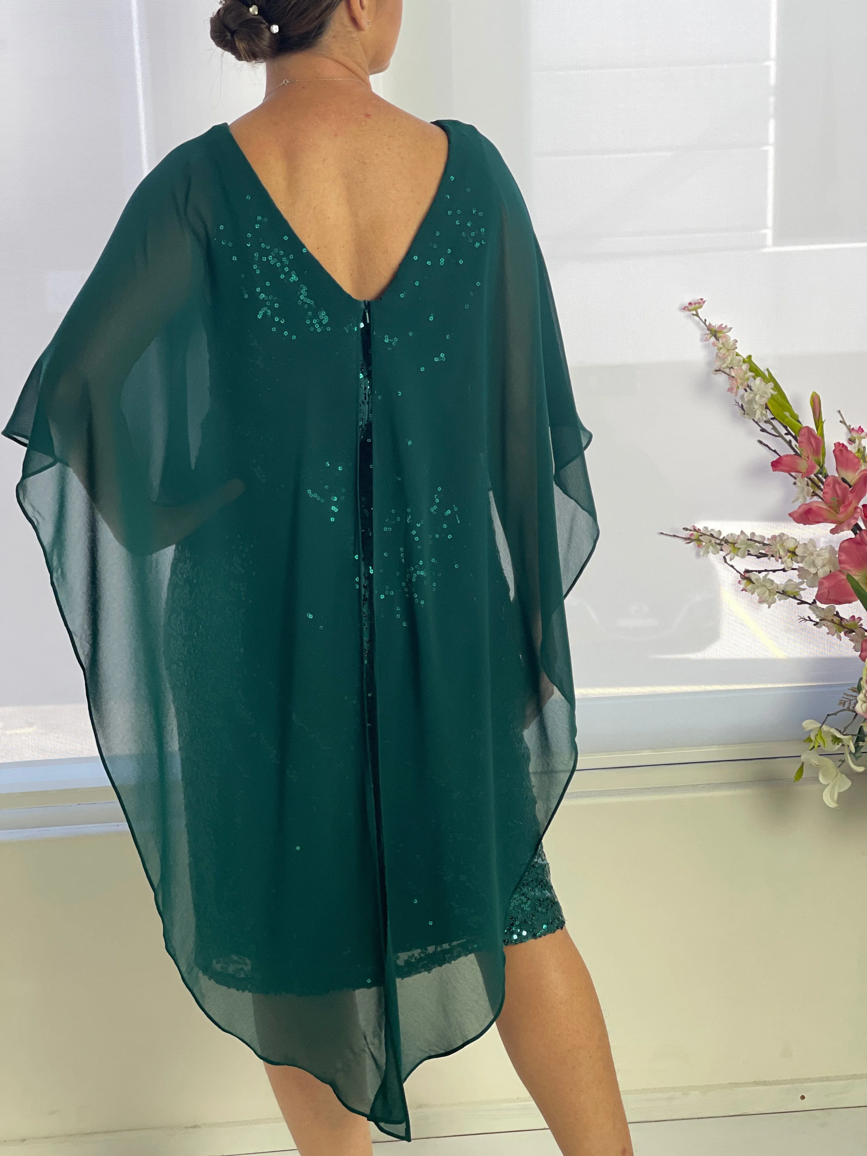 Luina Emerald Sequin Evening Dress